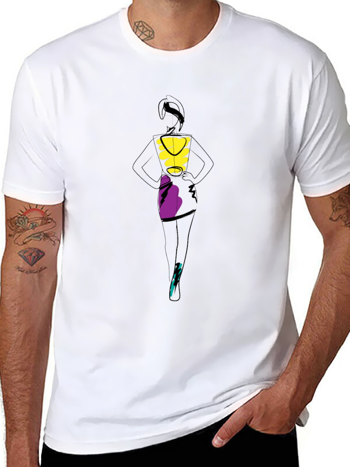 Abstract Fashion Tee - Black Graphic T-Shirt