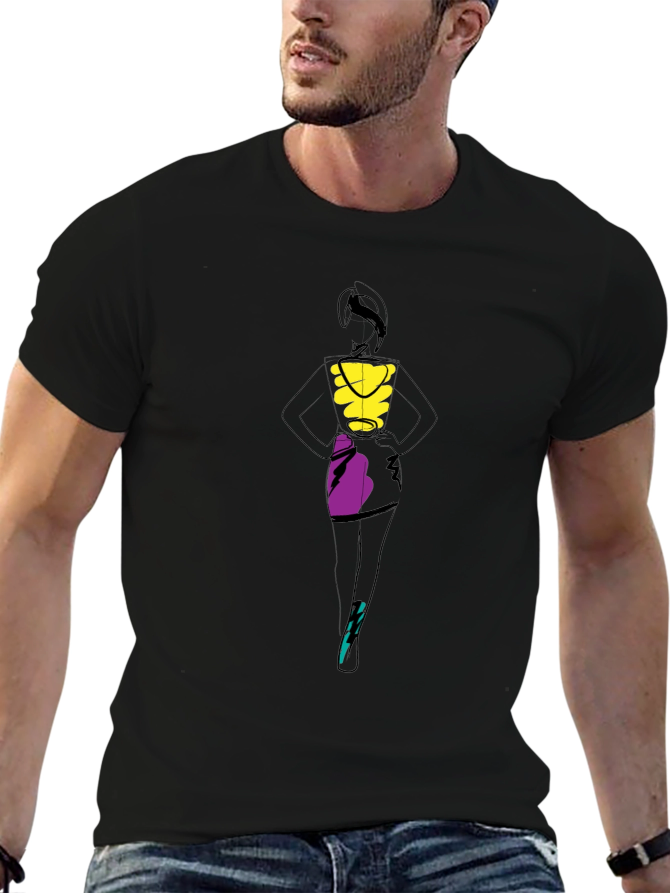 Abstract Fashion Tee - Black Graphic T-Shirt