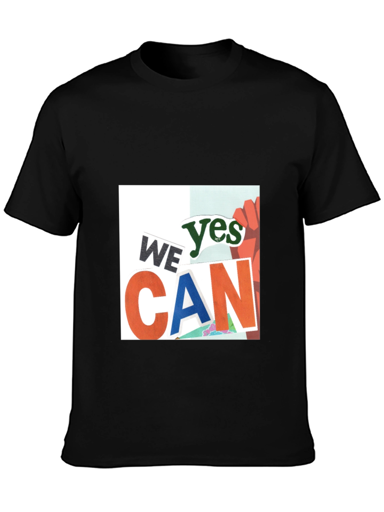 We Yes Can Graphic Print Black T-Shirt