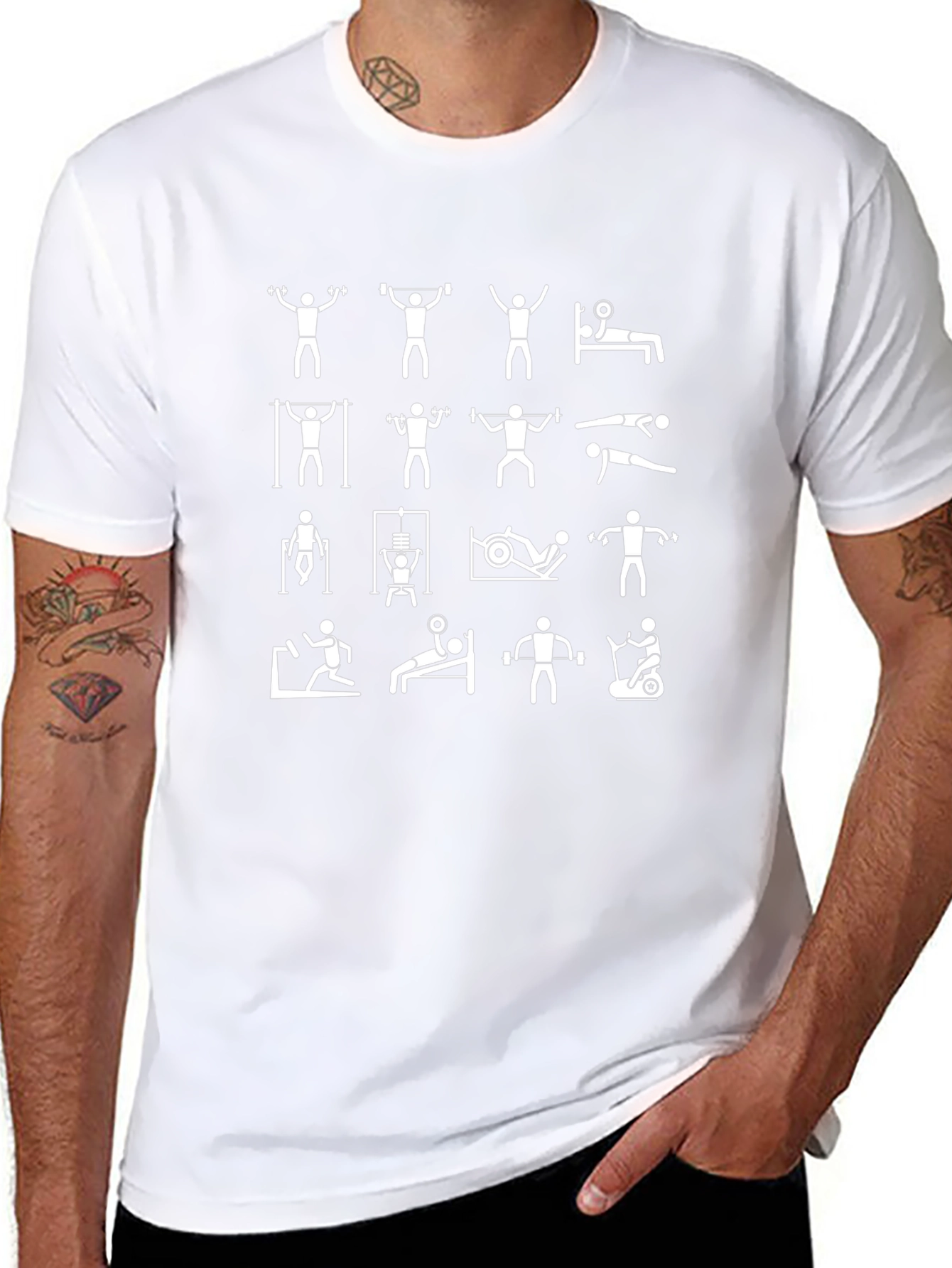 Workout Icons Graphic Tee - Fitness Shirt