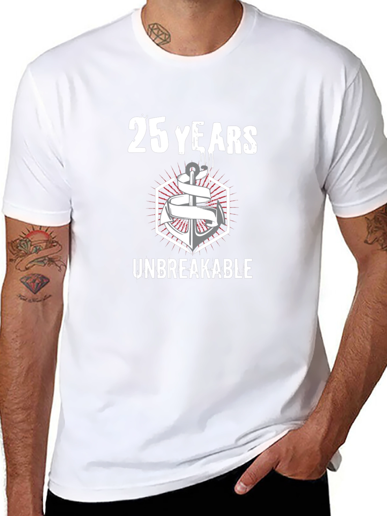 25 Years Unbreakable Anchor Graphic Tee - Black