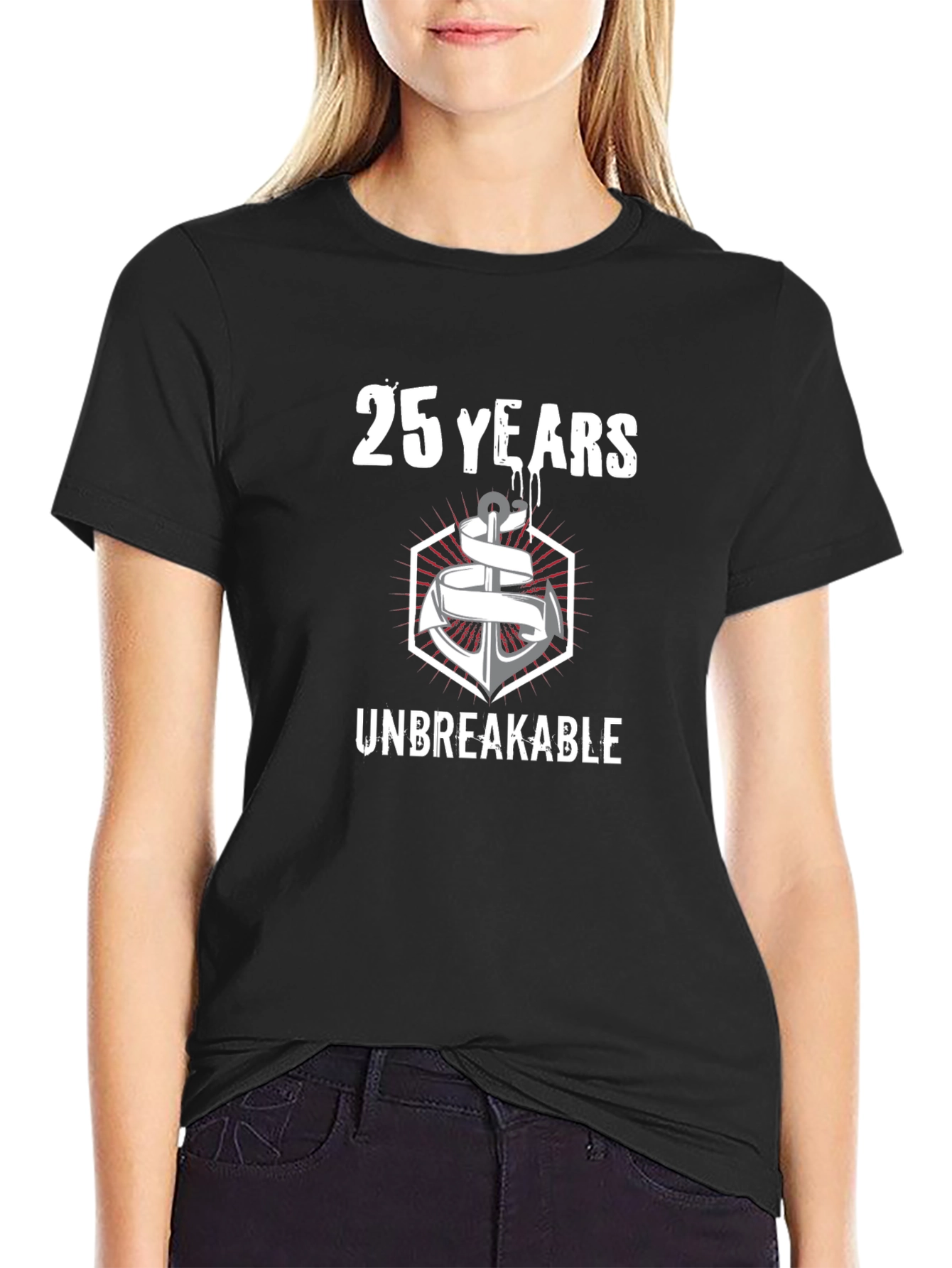 25 Years Unbreakable Anchor Graphic Tee - Black