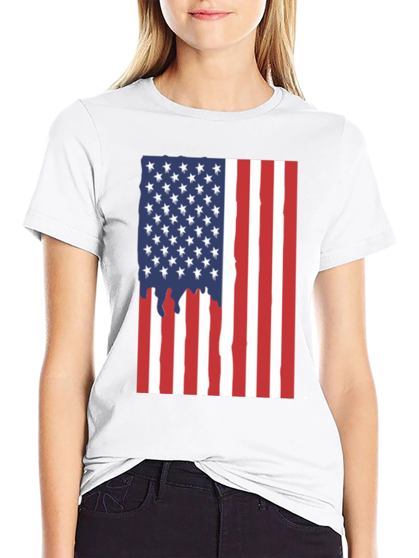 American Flag Graphic Tee - Patriotic Black T-Shirt