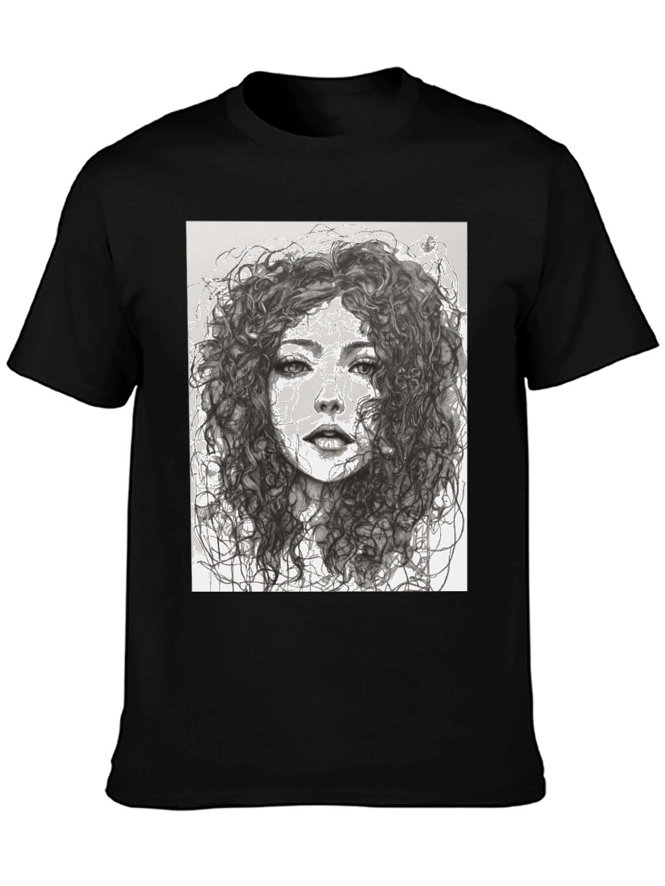 Woman Sketch Graphic Black T-Shirt