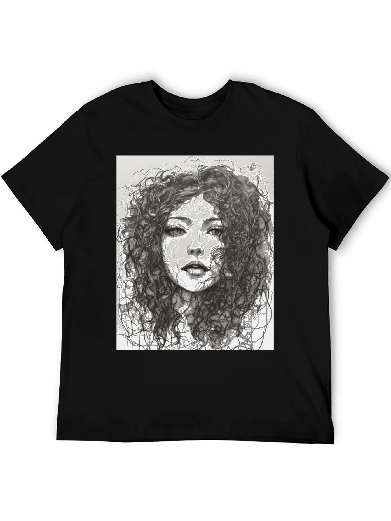 Woman Sketch Graphic Black T-Shirt