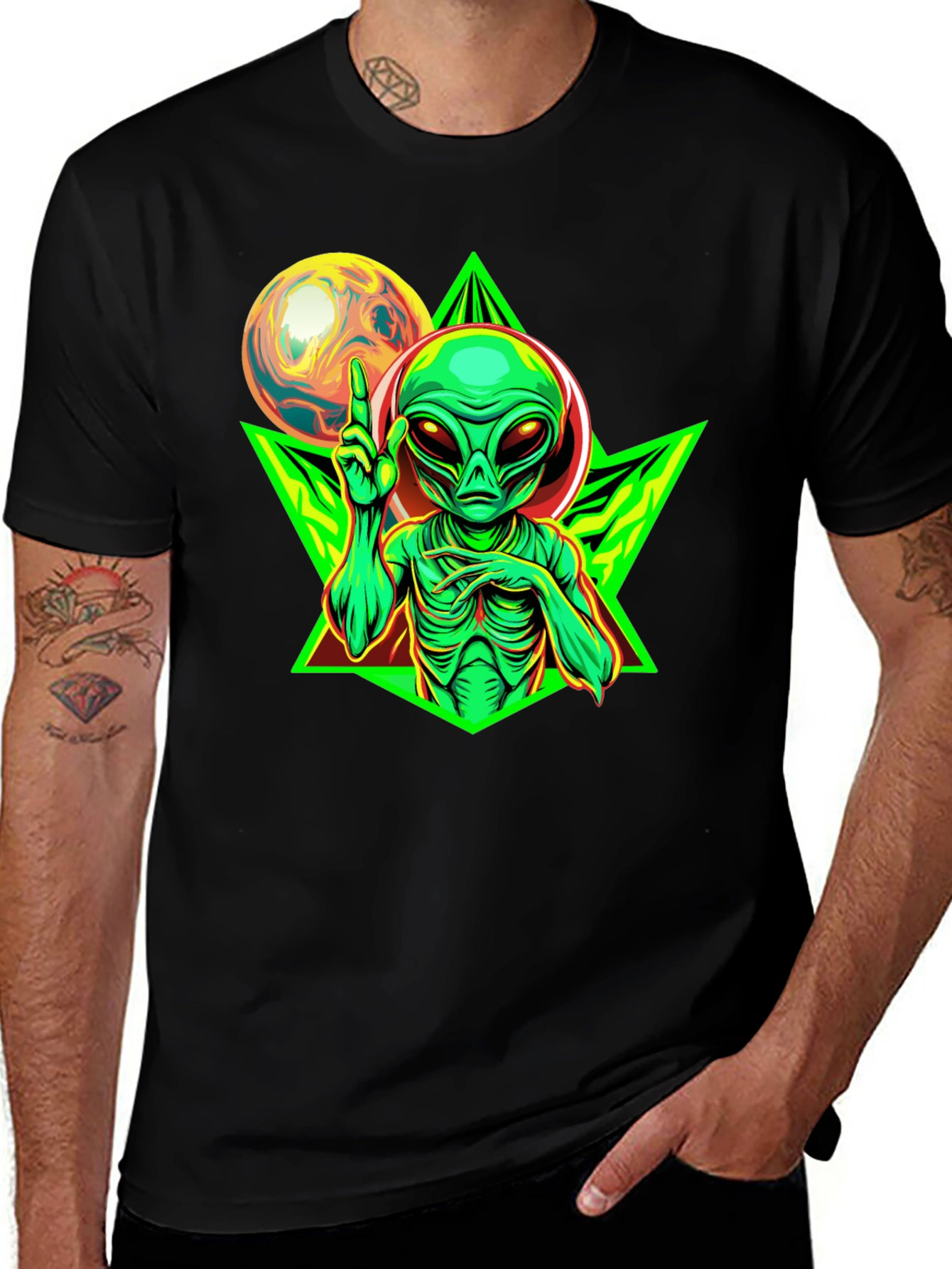 Alien Graphic T-Shirt - Black Cotton Tee