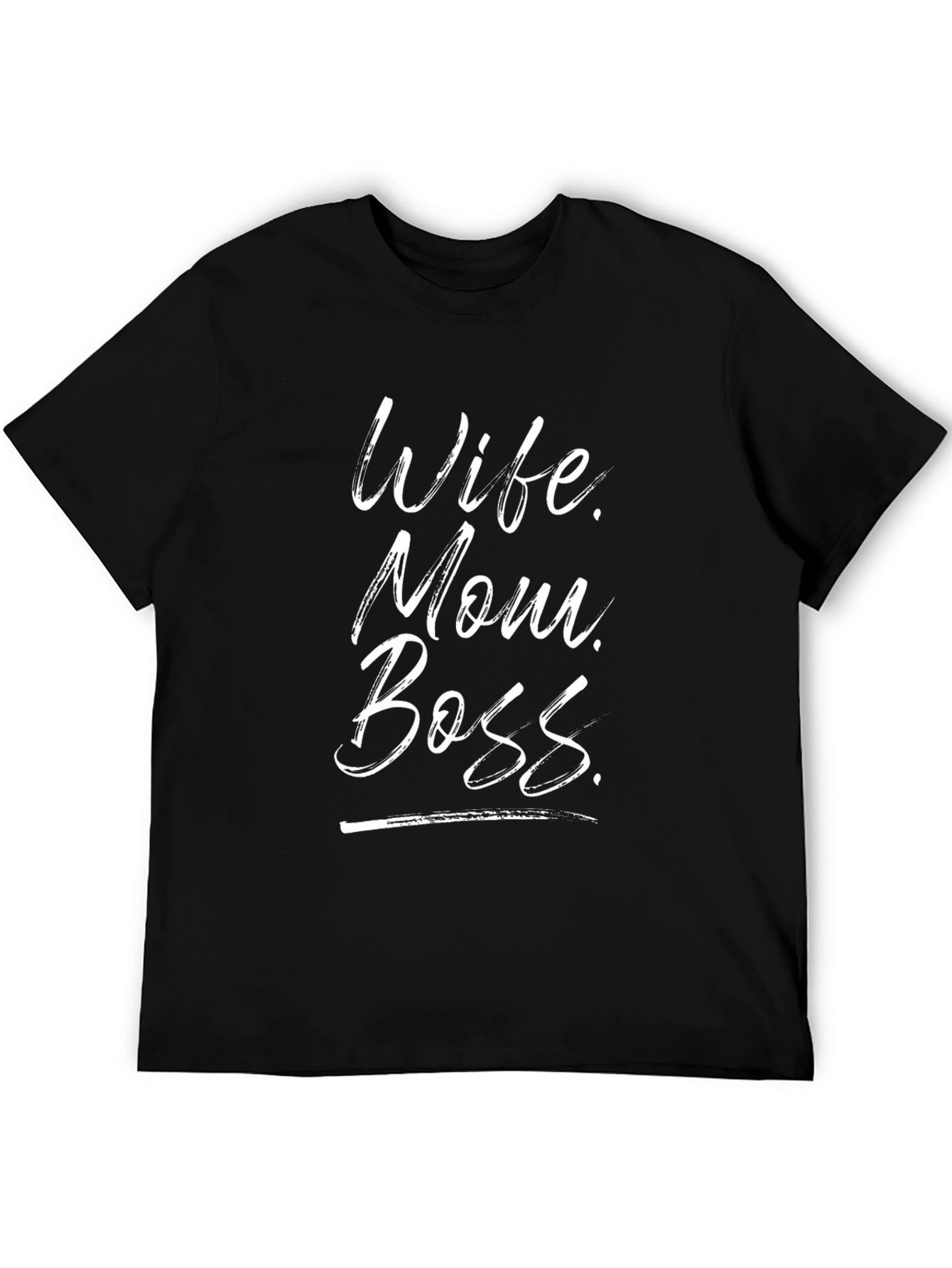 Wife Mom Boss Graphic T-Shirt - Black Casual Tee