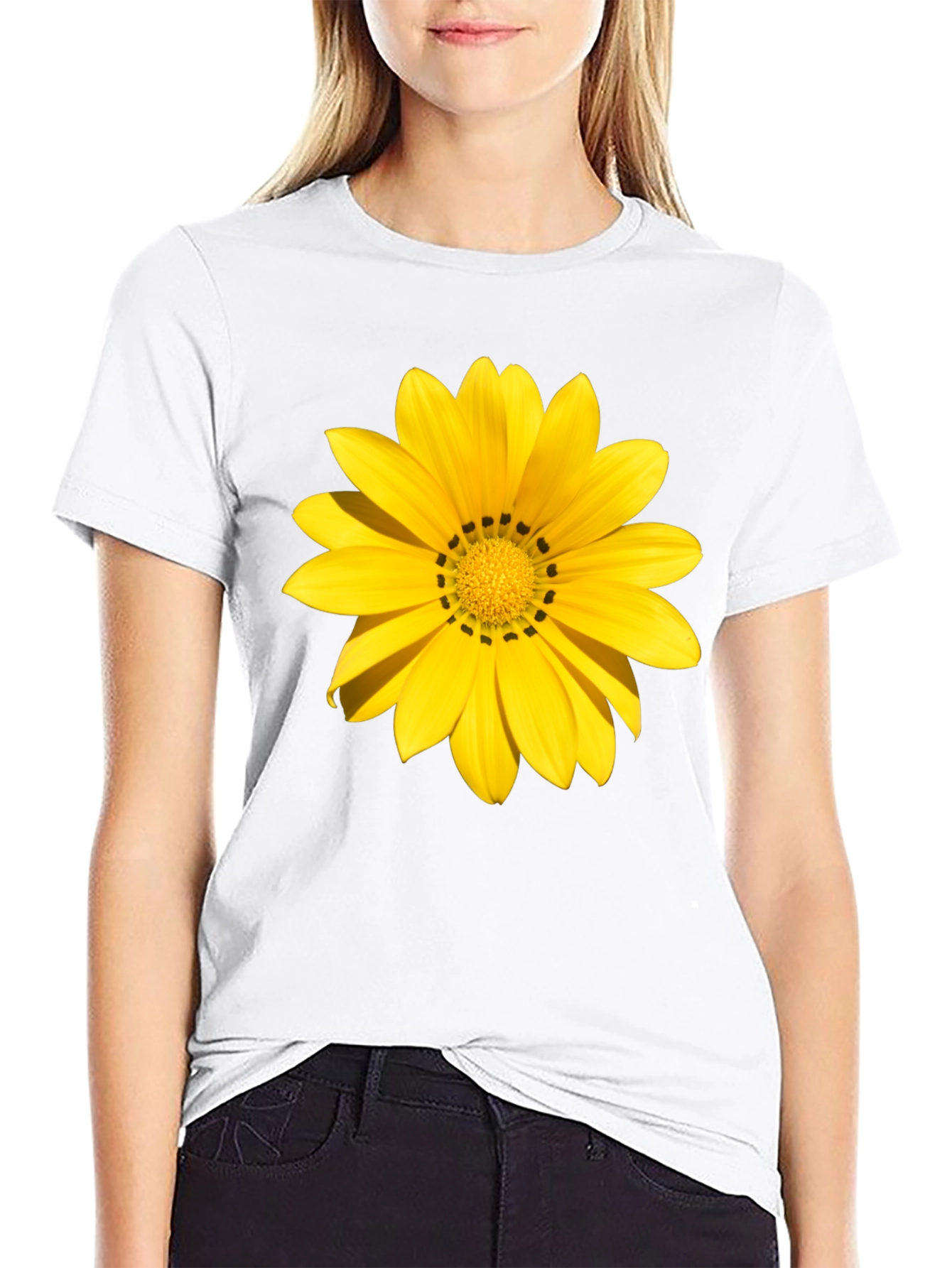 Yellow Flower Graphic Tee - Black Unisex Shirt