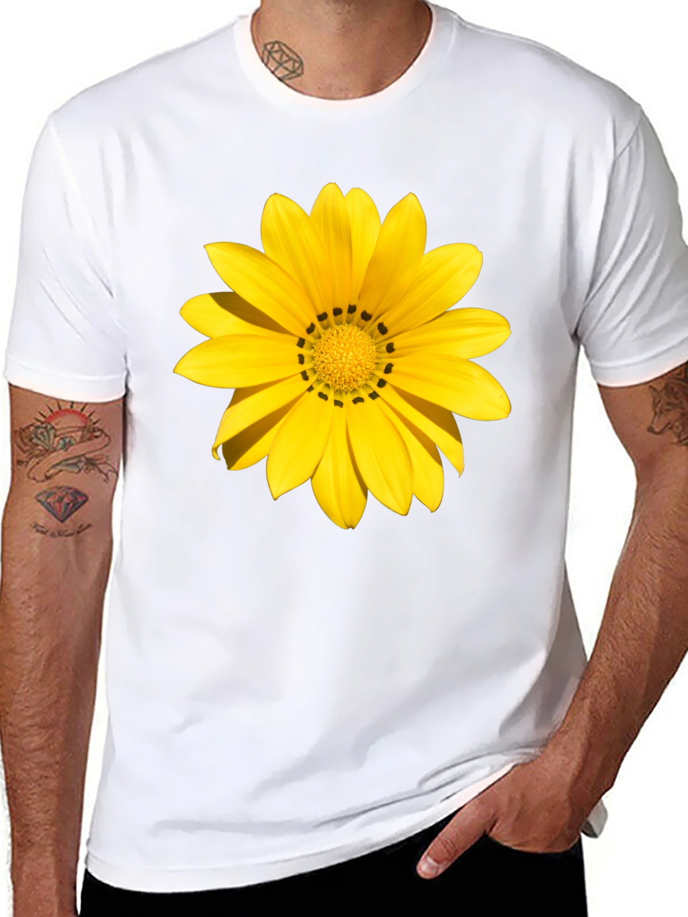 Yellow Flower Graphic Tee - Black Unisex Shirt