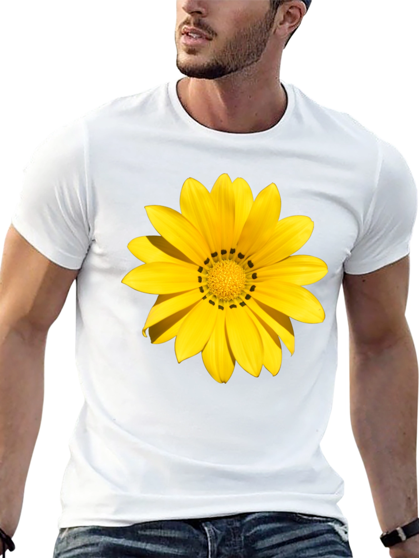 Yellow Flower Graphic Tee - Black Unisex Shirt