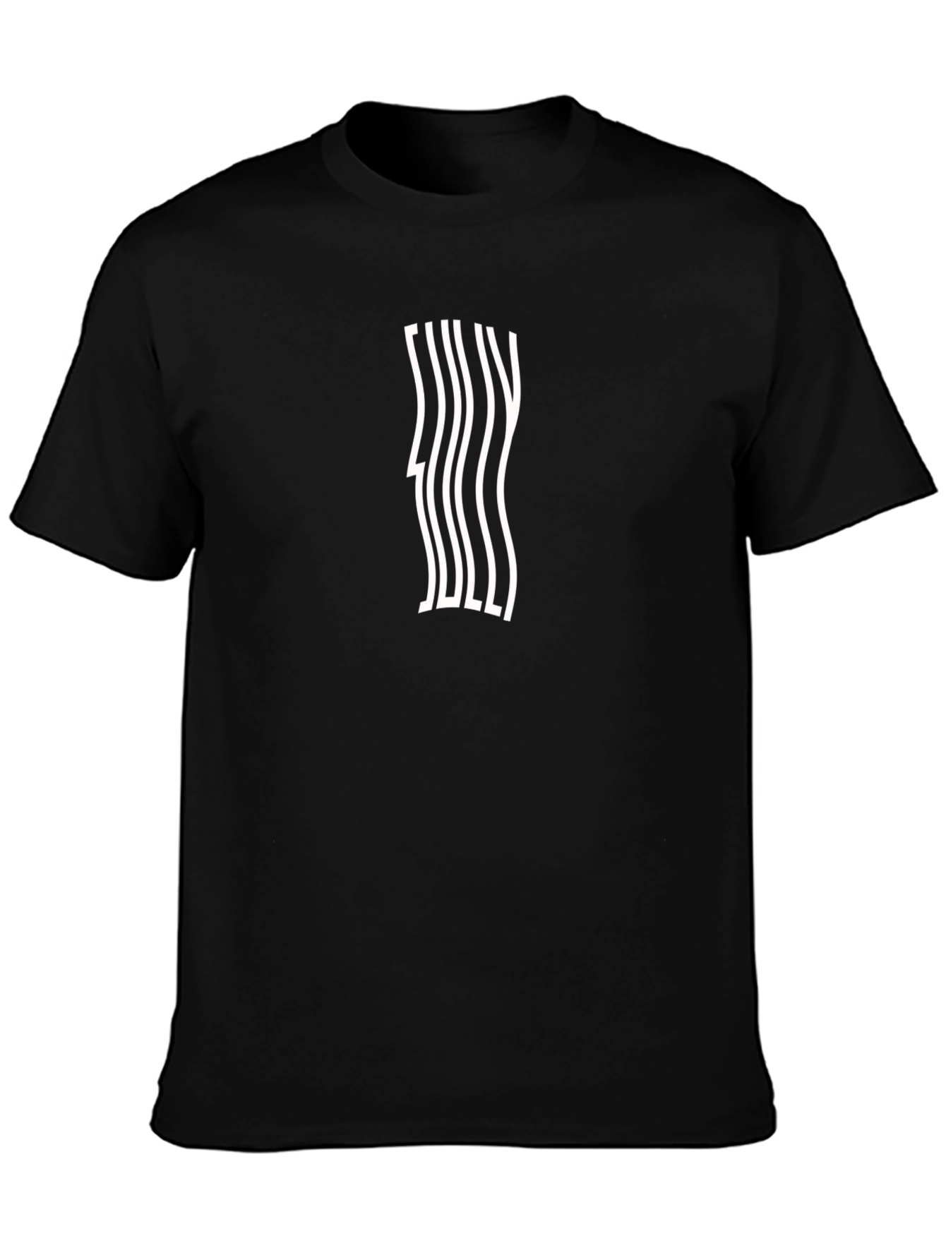 Wavy Text Graphic Tee - Modern Black T-Shirt