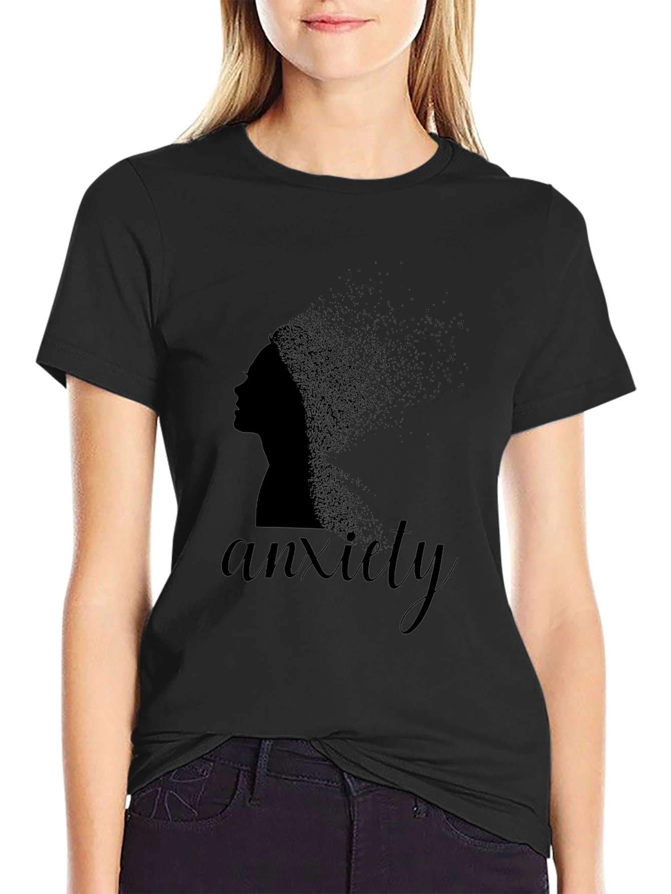 Anxiety Womens Black Graphic T-Shirt