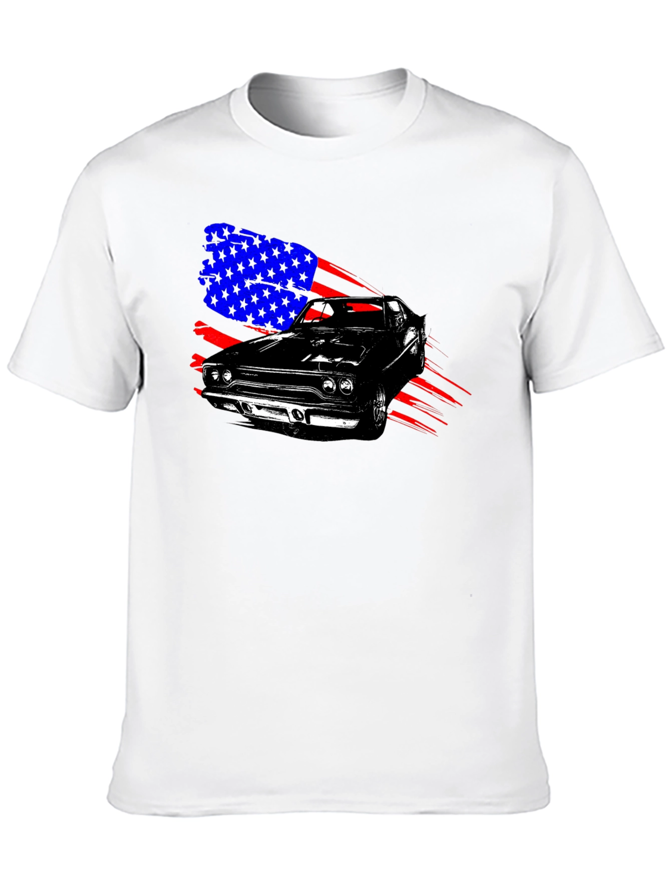 American Muscle Car Graphic T-Shirt - Patriotic Design