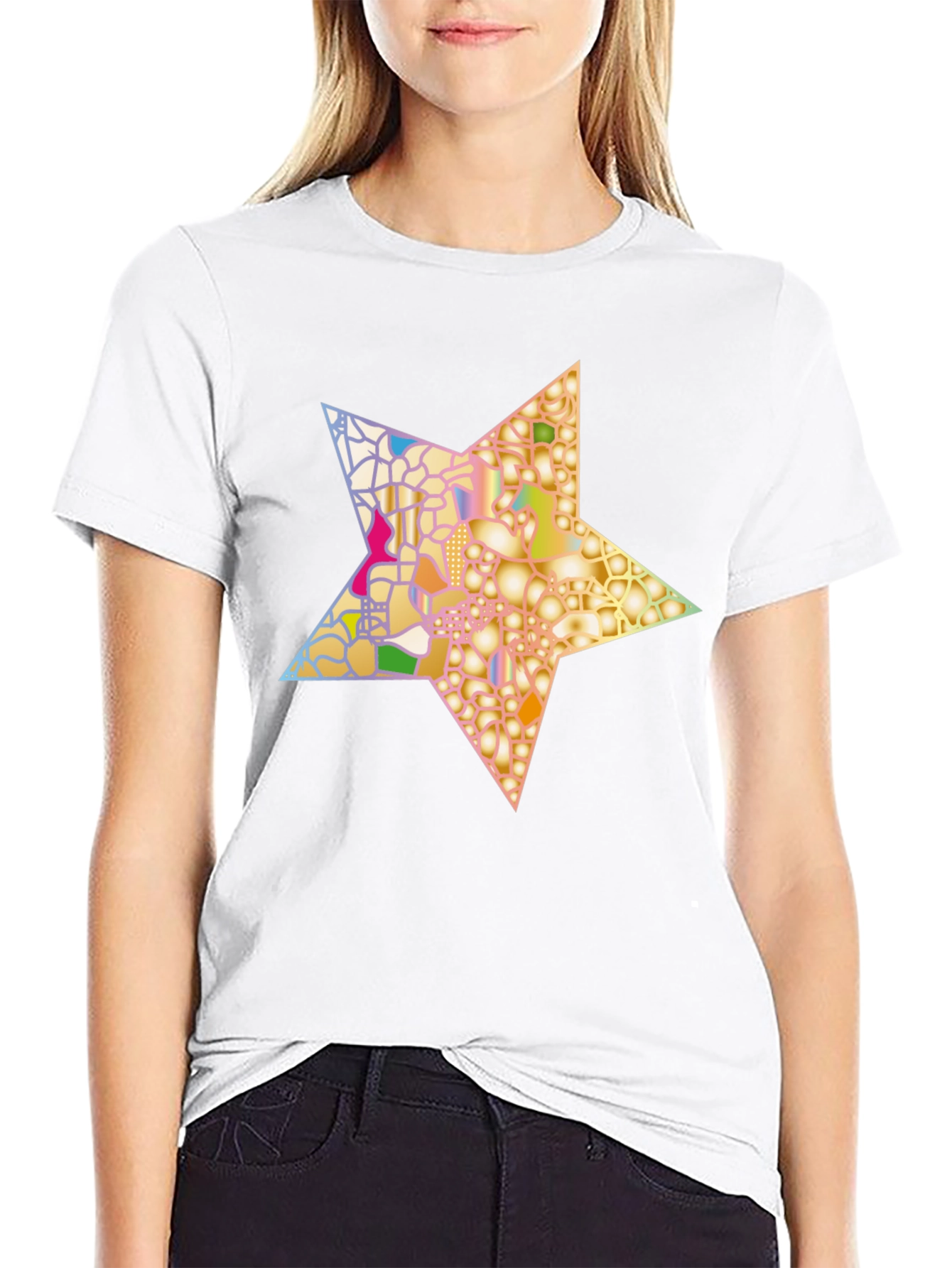 Abstract Star Graphic Tee - Stylish Mens Black T-Shirt
