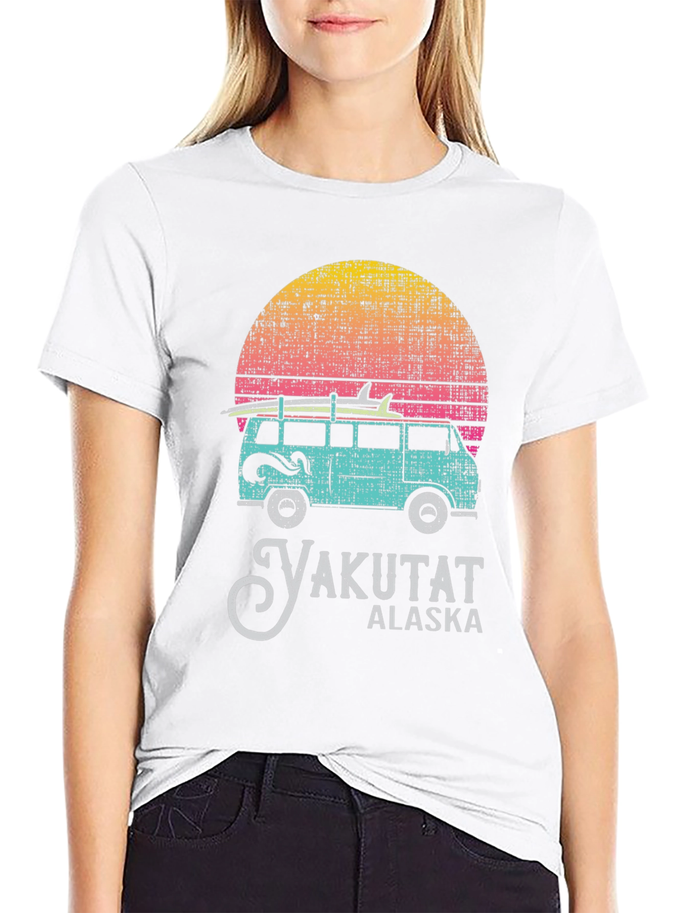 Yakutat Alaska Retro Sunset Van Surf T-Shirt