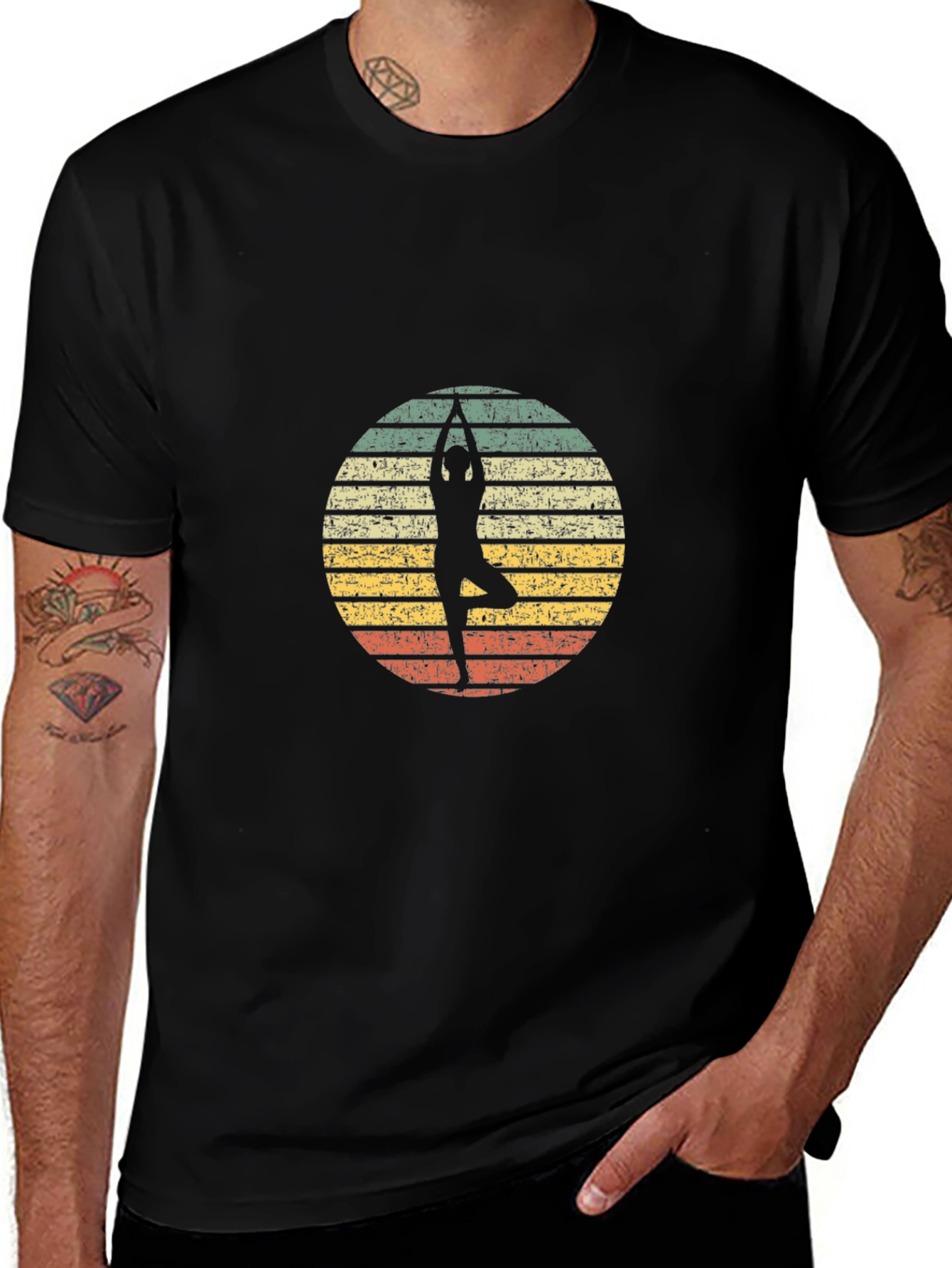 Yoga Pose Graphic Tee - Retro Style T-Shirt