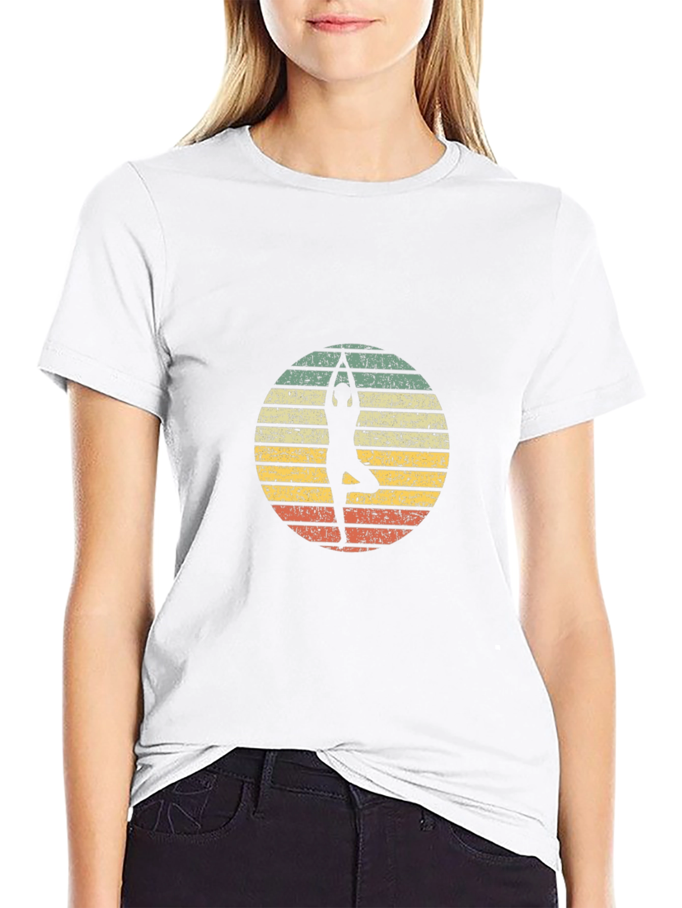 Yoga Pose Graphic Tee - Retro Style T-Shirt