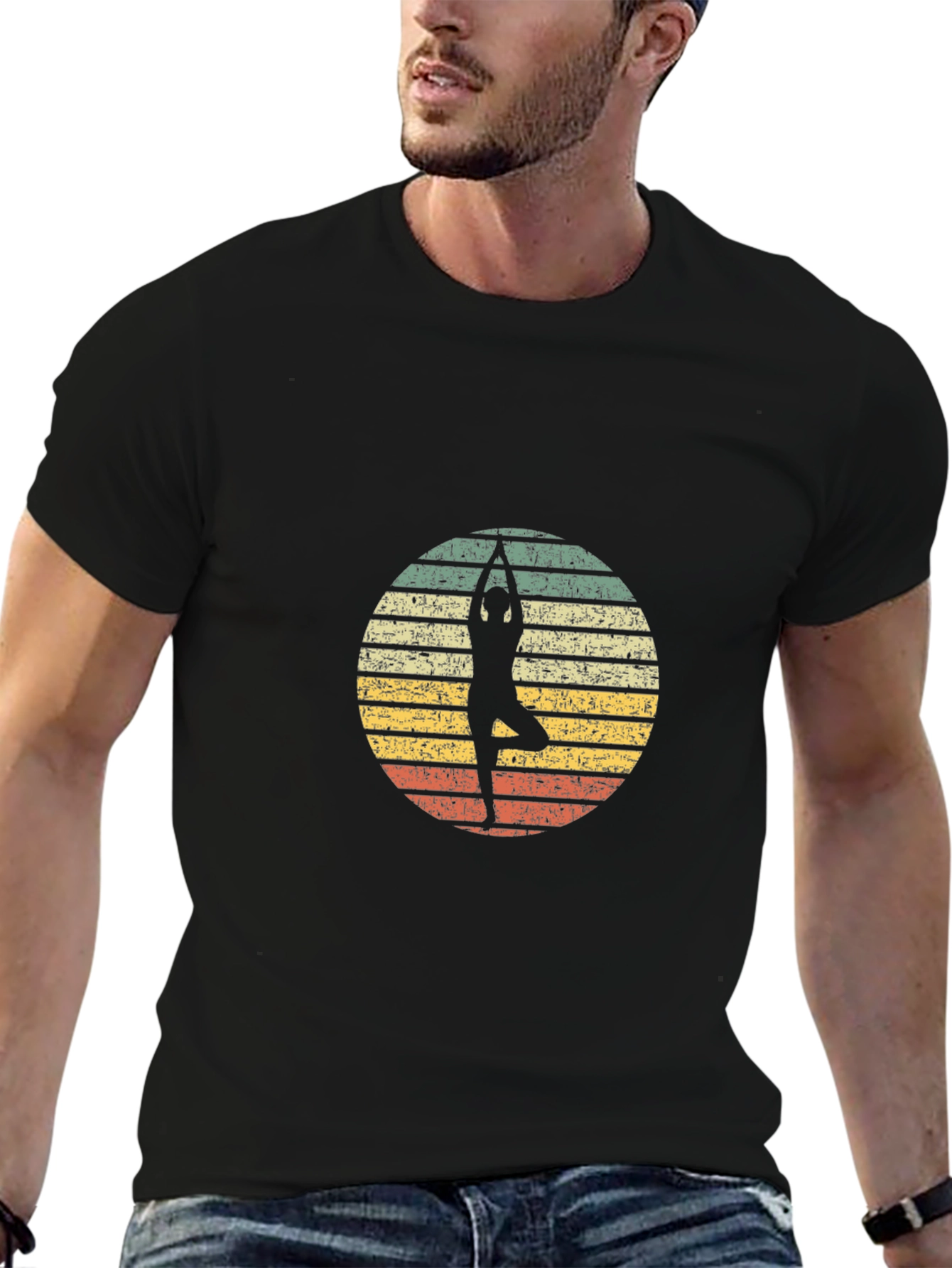 Yoga Pose Graphic Tee - Retro Style T-Shirt