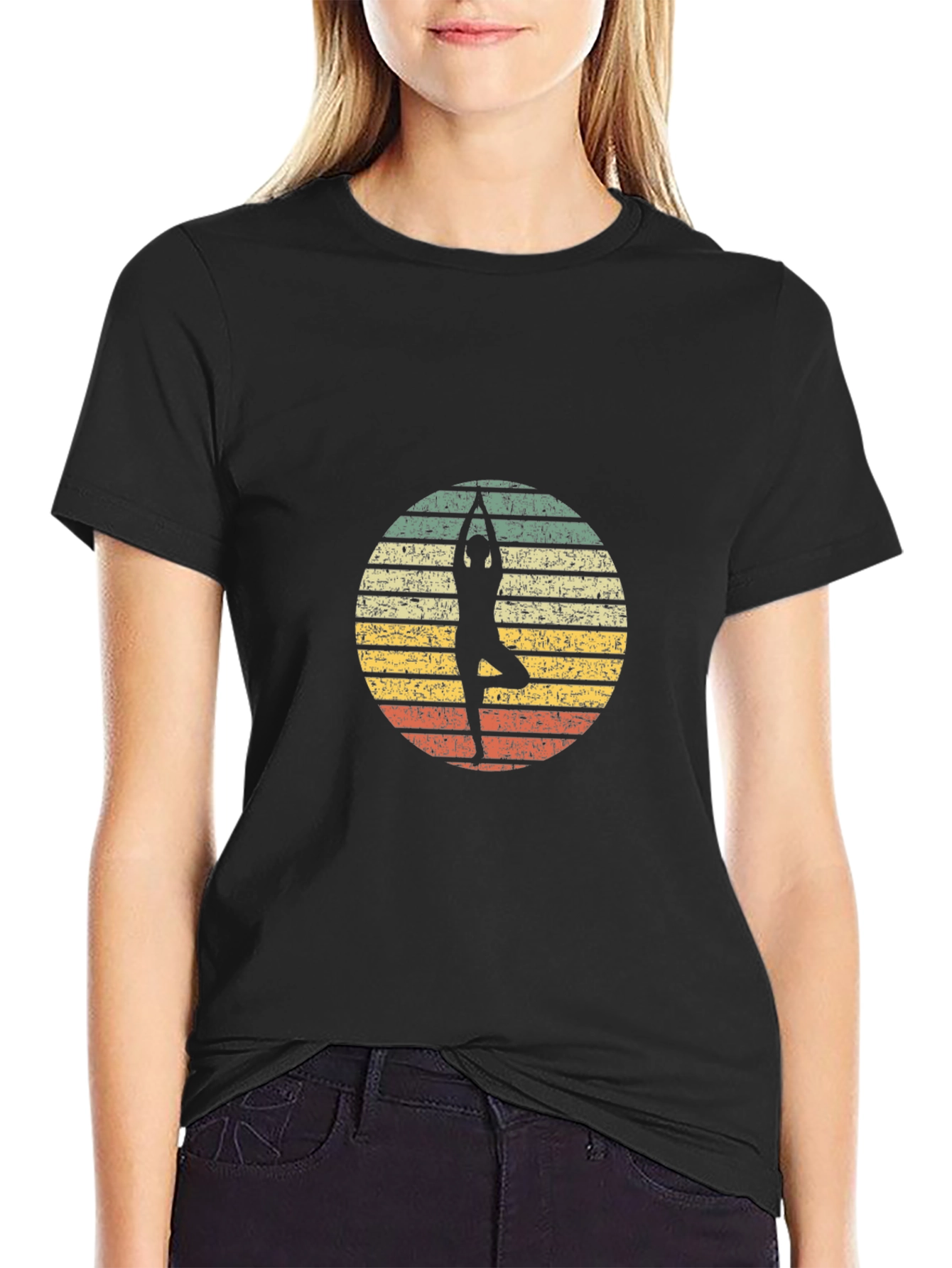 Yoga Pose Graphic Tee - Retro Style T-Shirt