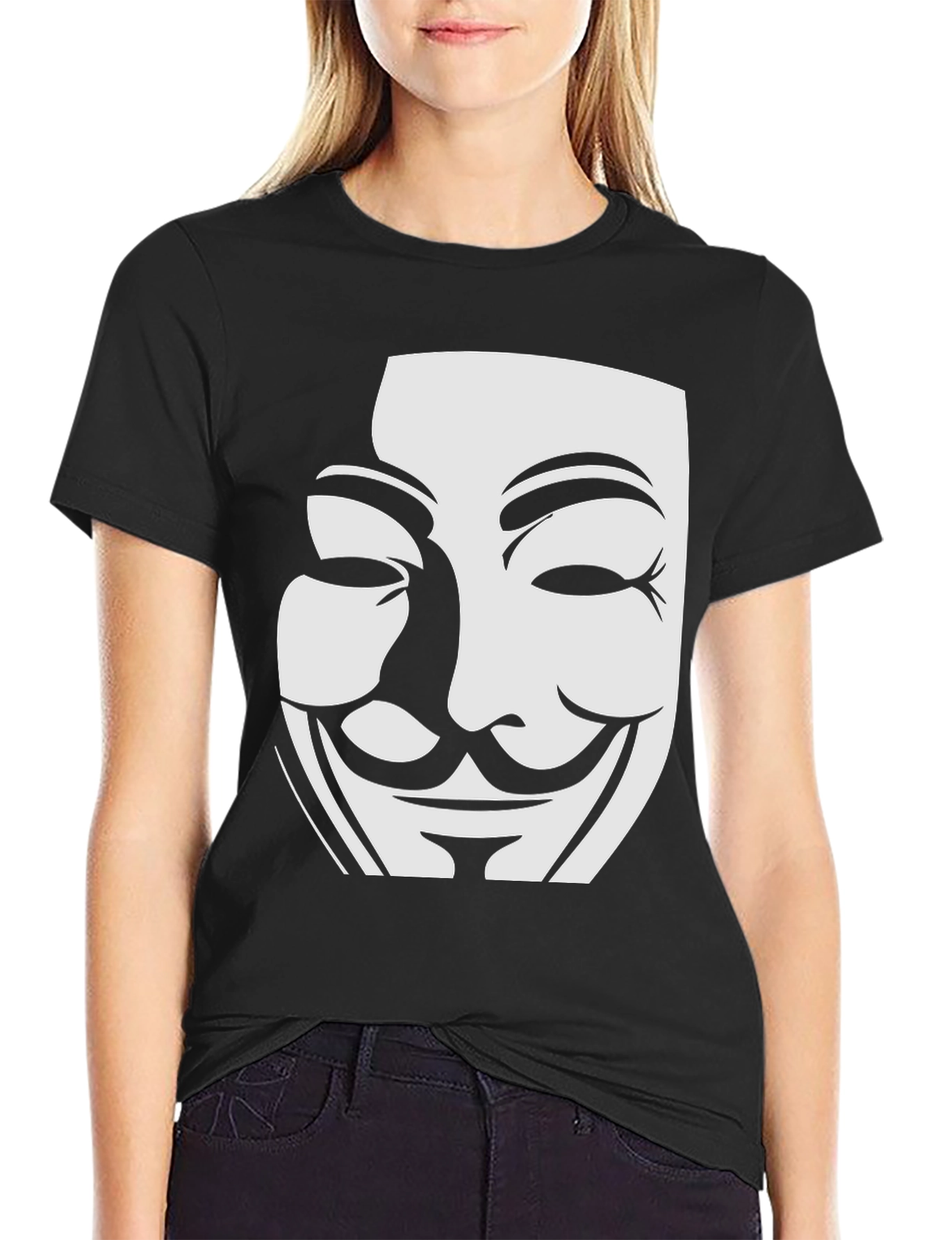 Anonymous Mask Graphic Tee - Black