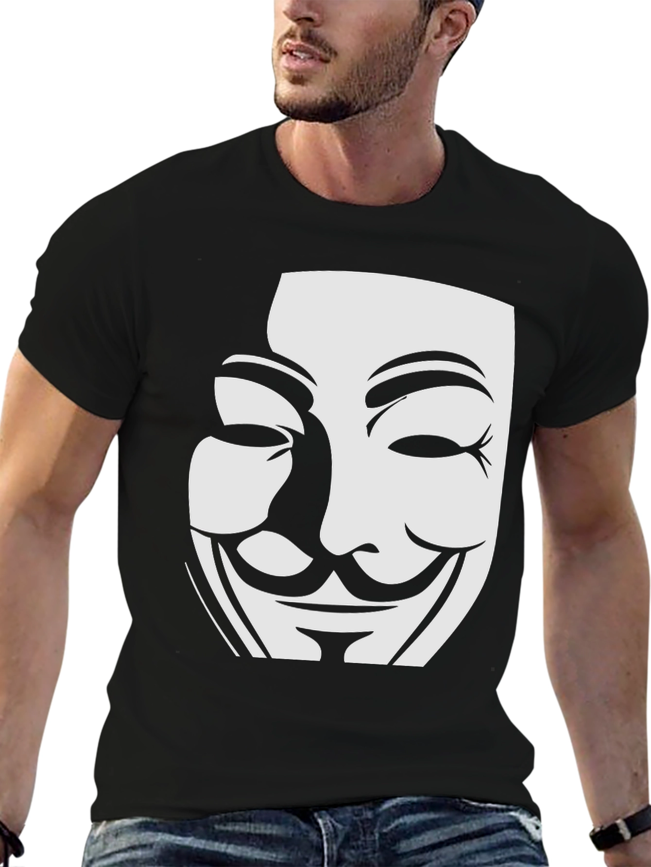 Anonymous Mask Graphic Tee - Black