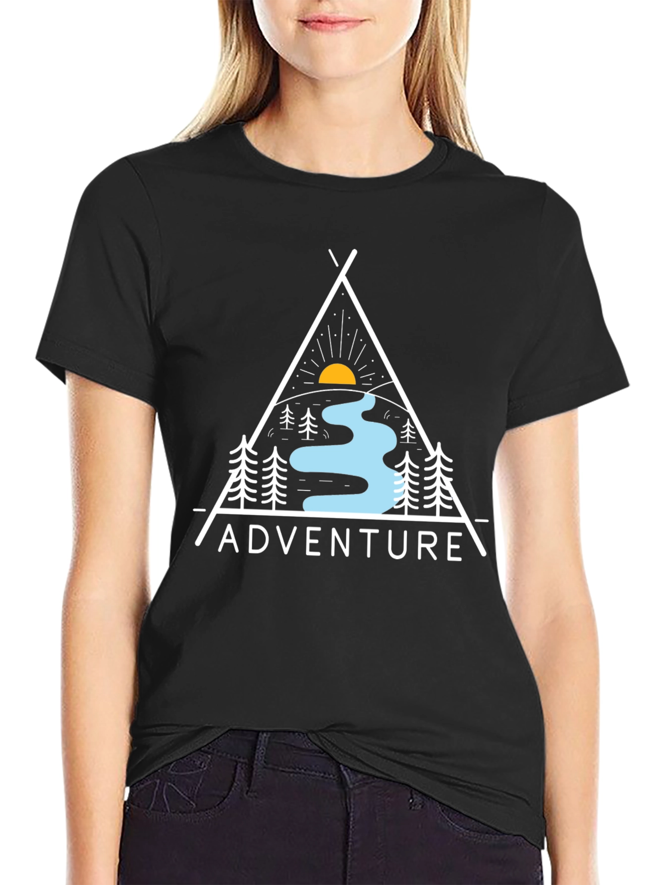 Adventure Graphic Print Black T-Shirt