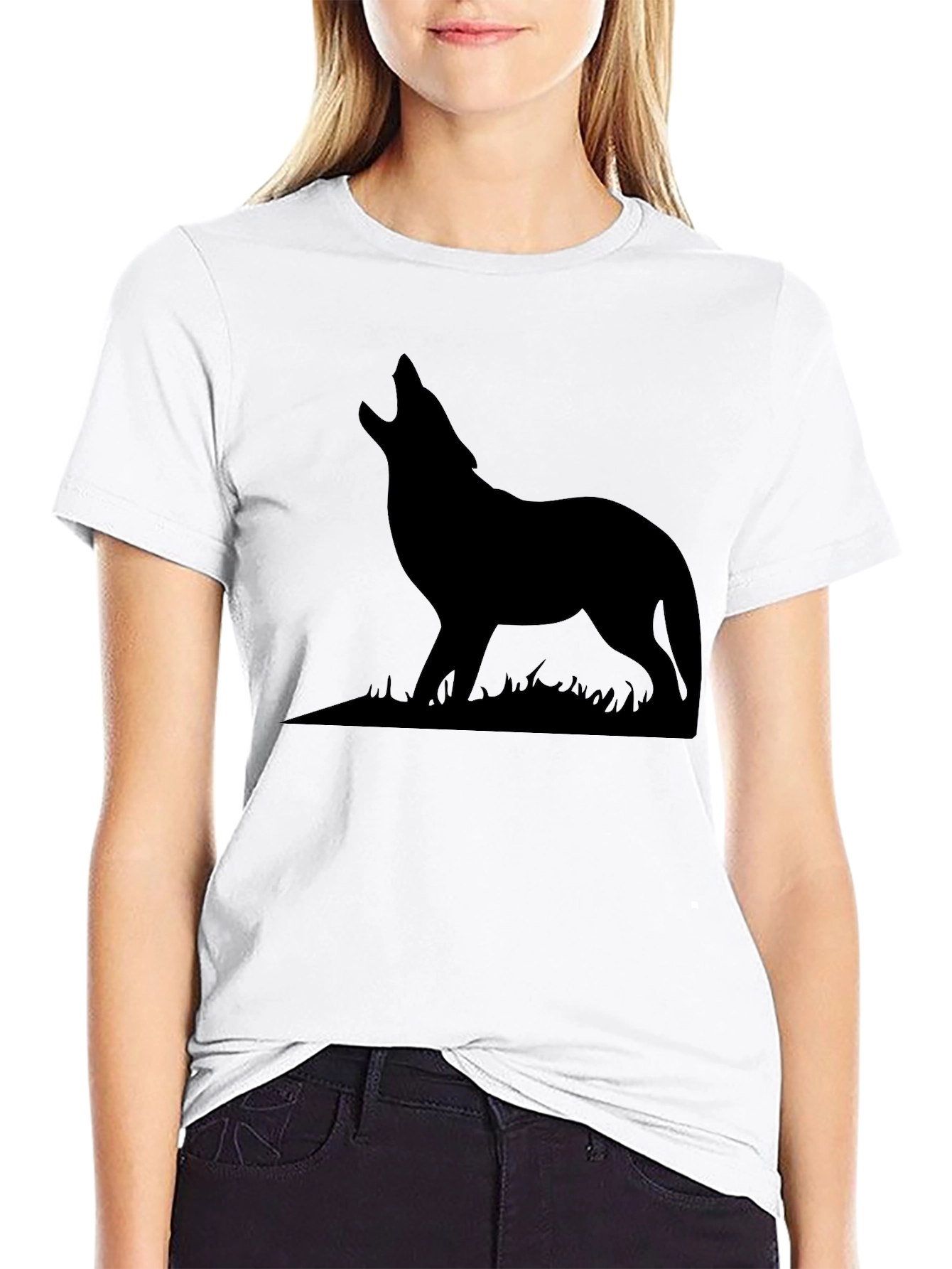 Wolf Silhouette Black Graphic Tee - Mens