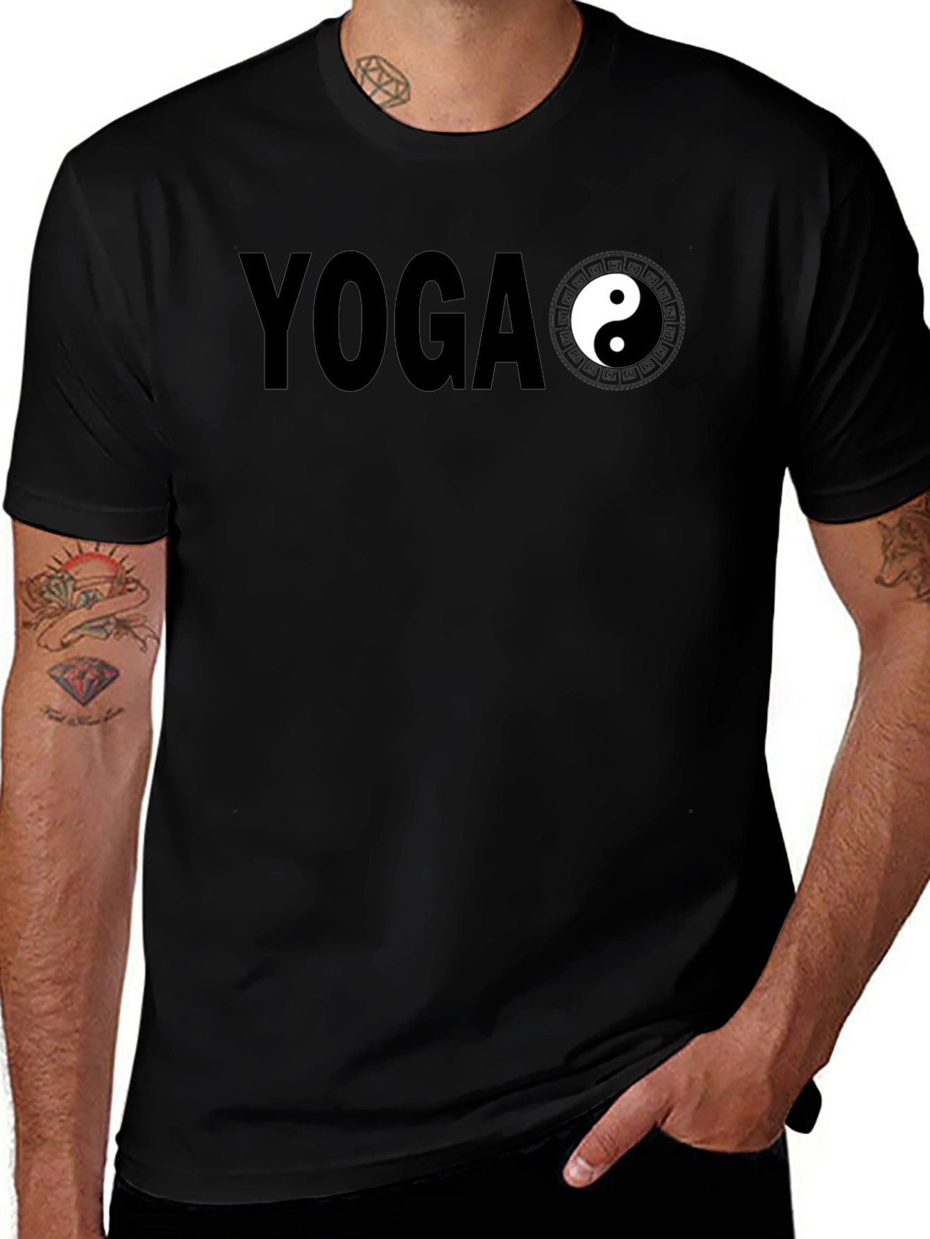 Yoga Yin Yang Graphic Tee - Mens Black T-Shirt