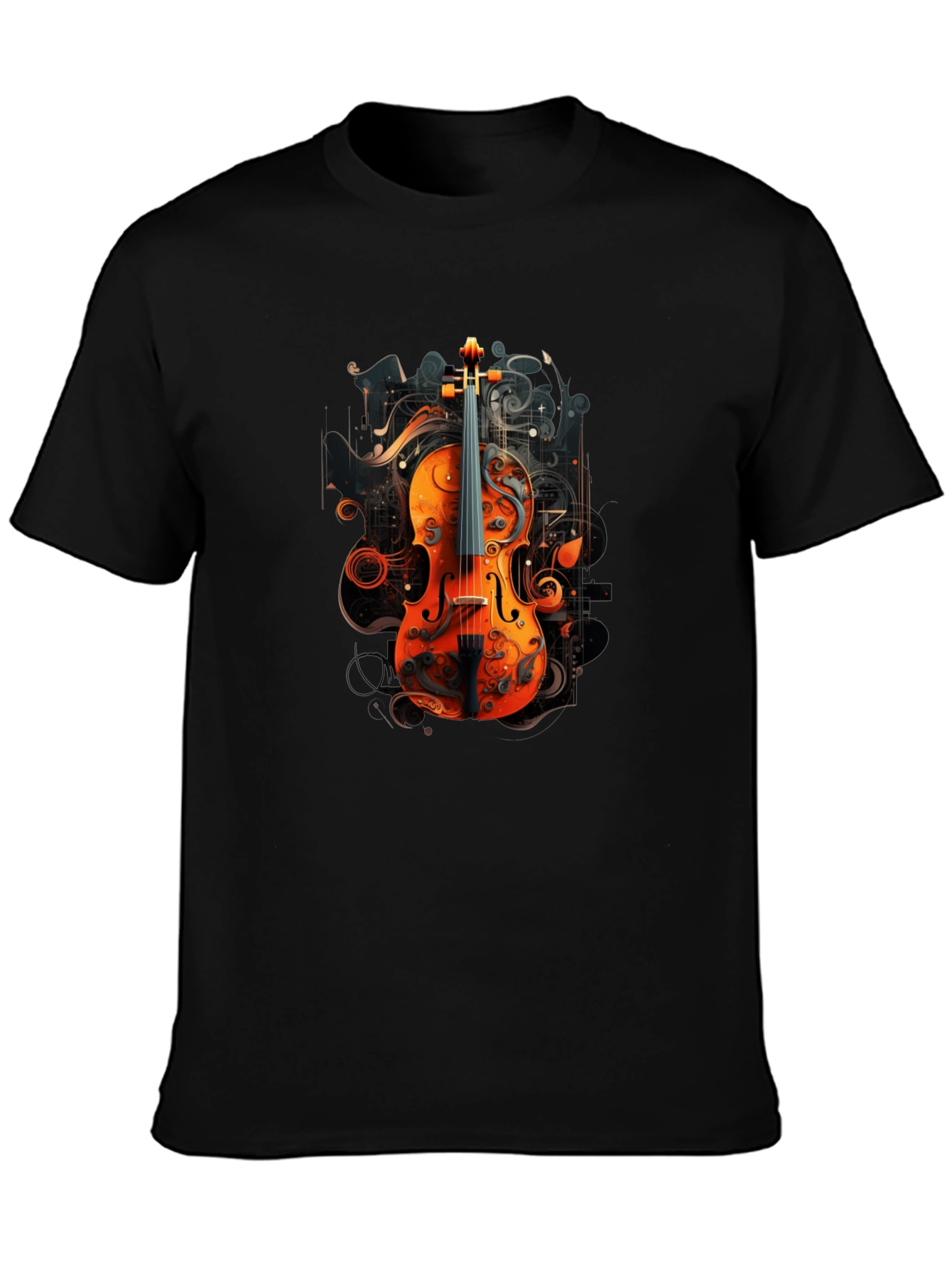 Violin Art Graphic Black T-Shirt