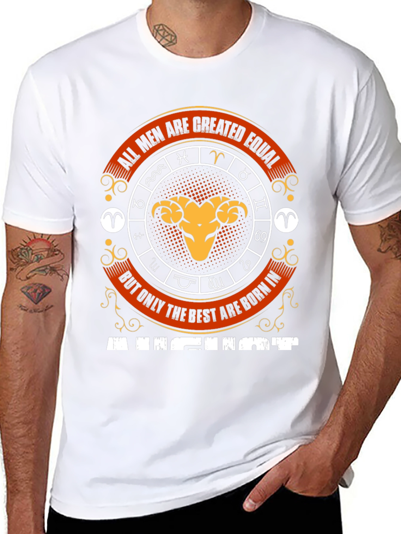 August Aries Zodiac Mens T-Shirt