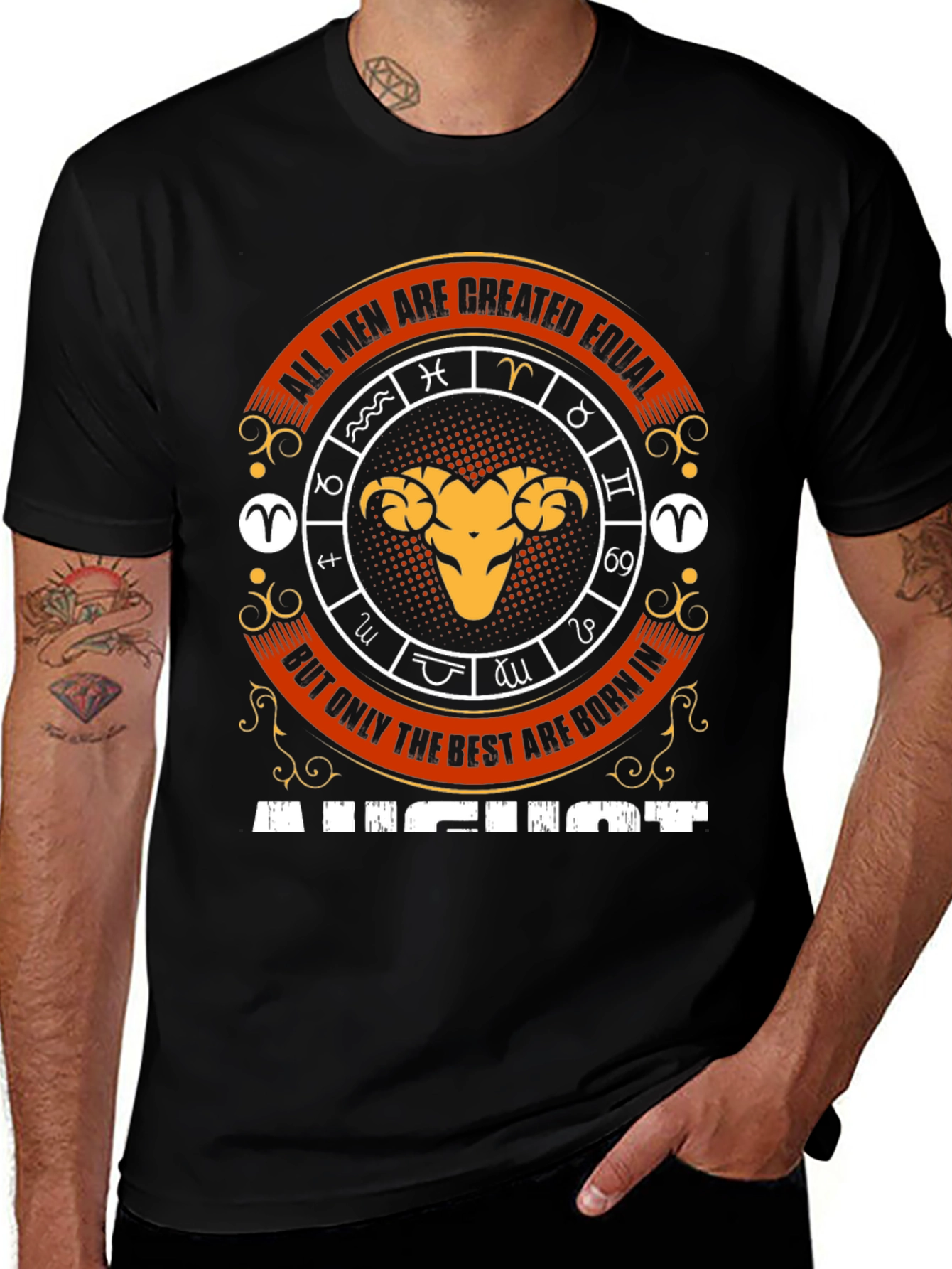 August Aries Zodiac Mens T-Shirt