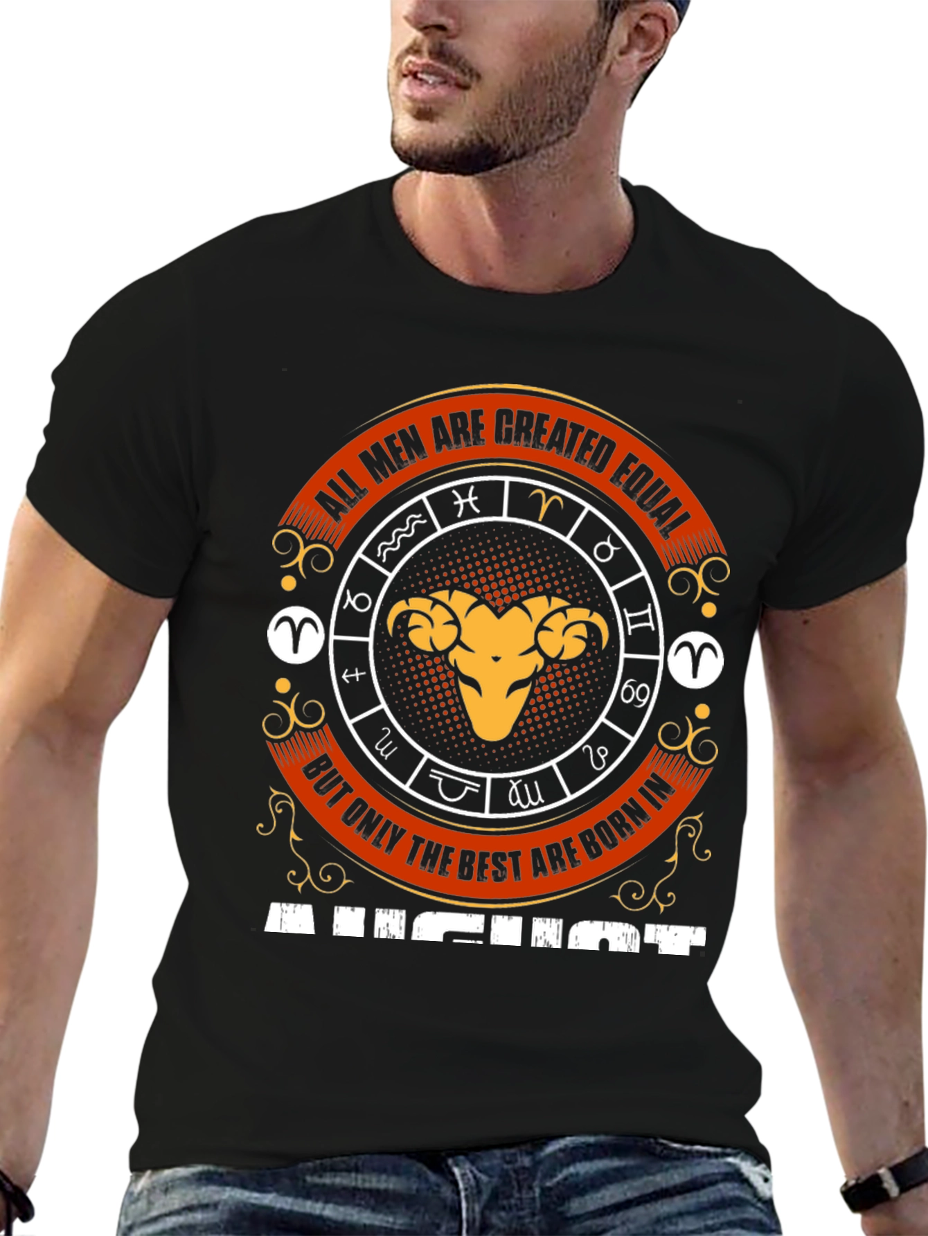 August Aries Zodiac Mens T-Shirt