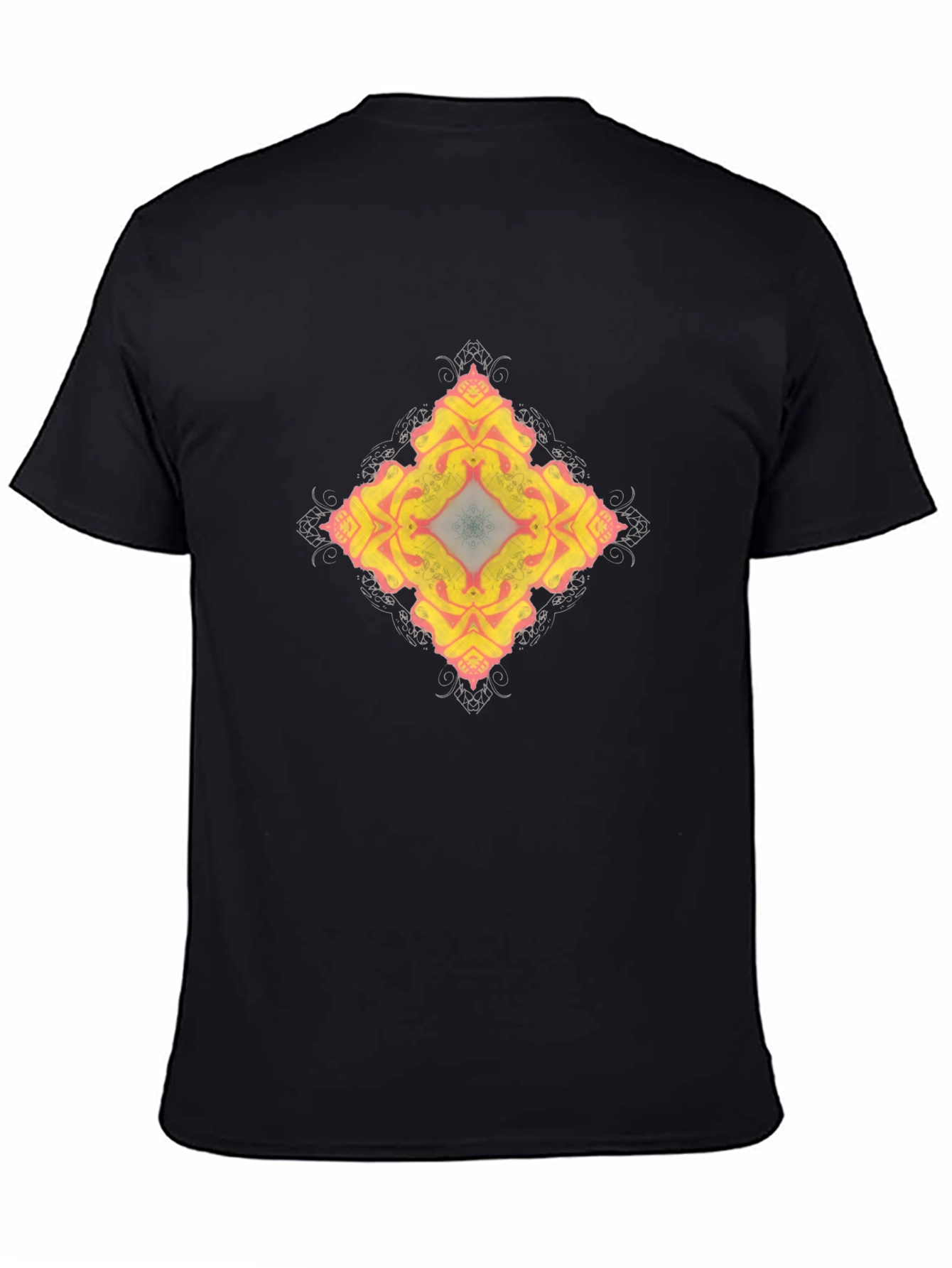 Abstract Floral Pattern Black T-Shirt
