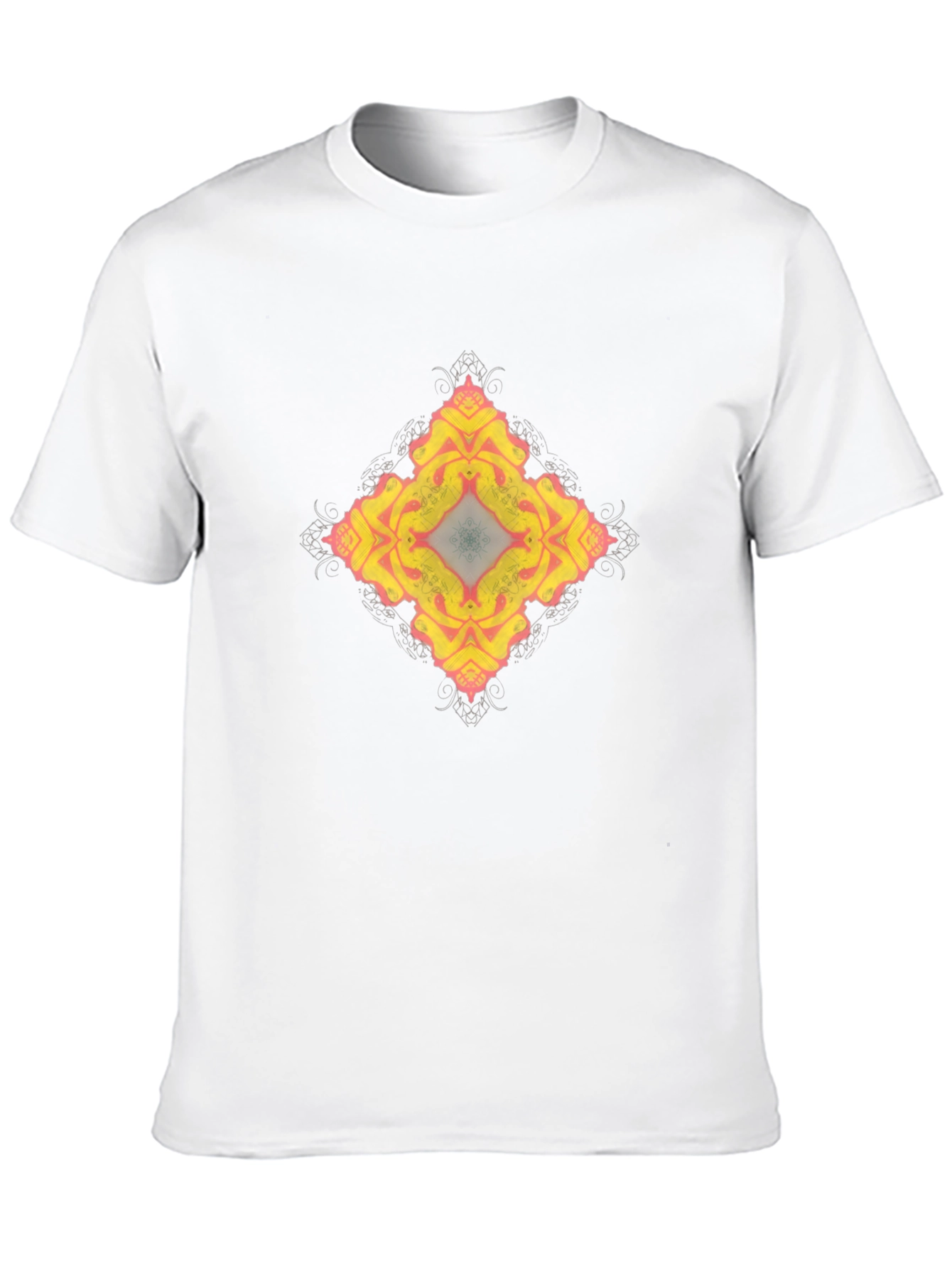 Abstract Floral Pattern Black T-Shirt