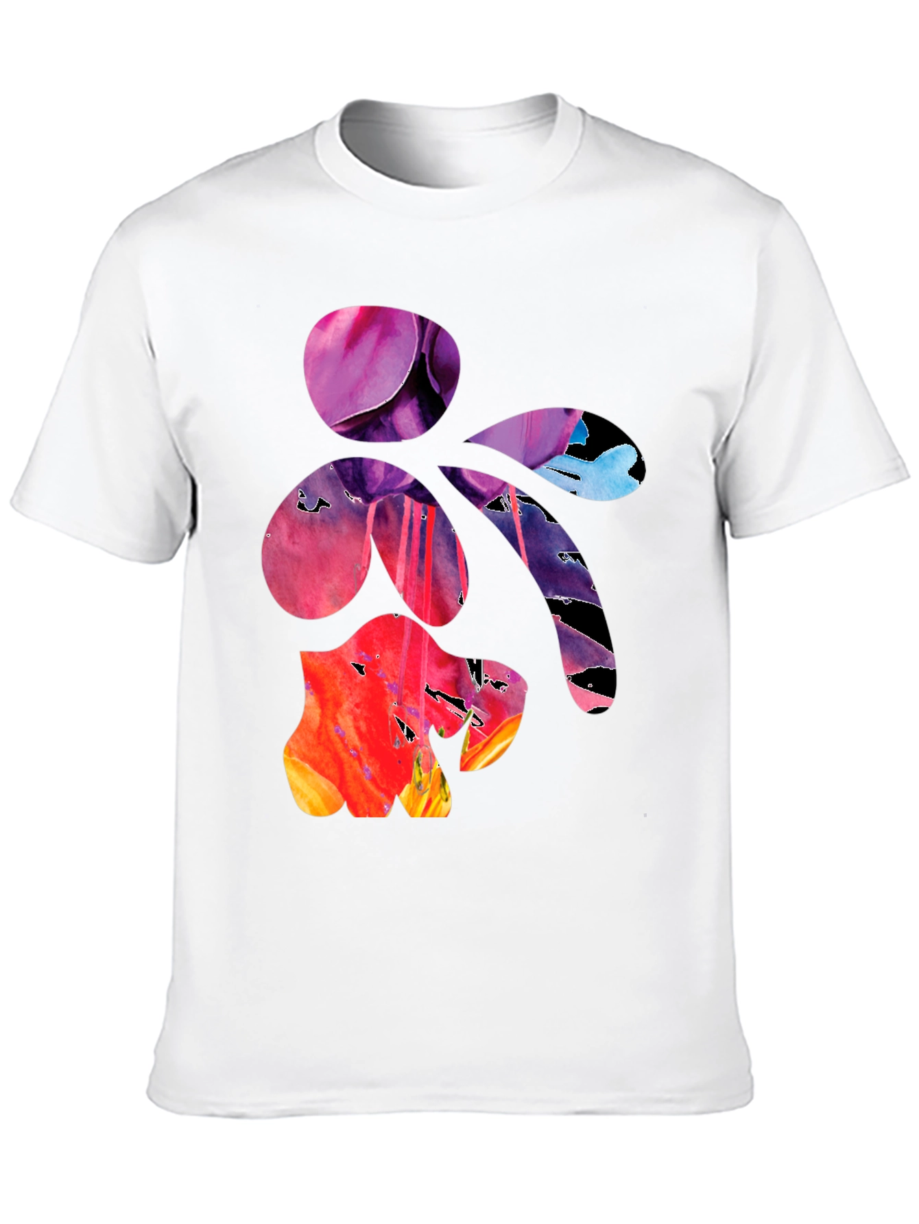 Abstract Floral Graphic Print Black T-Shirt