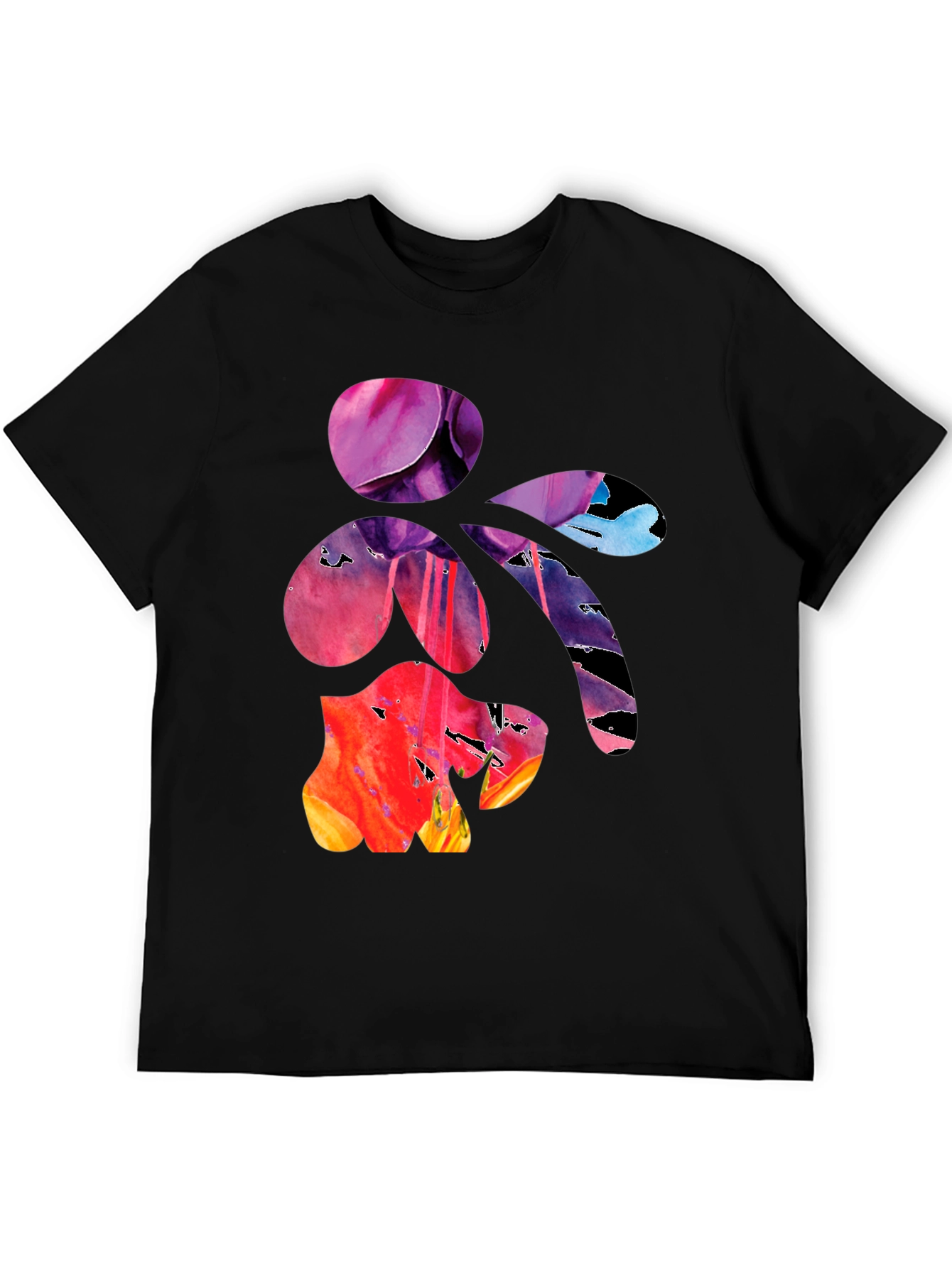 Abstract Floral Graphic Print Black T-Shirt