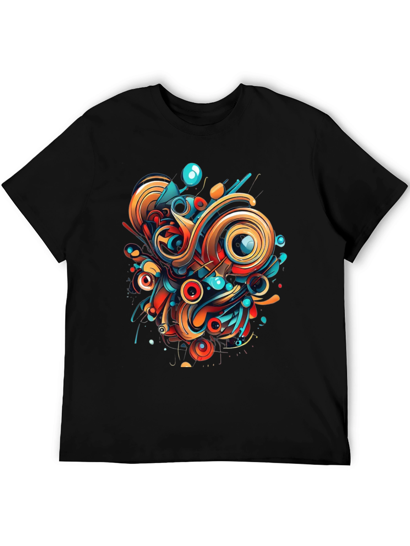 Abstract Art Graphic Tee - Bold Black Shirt