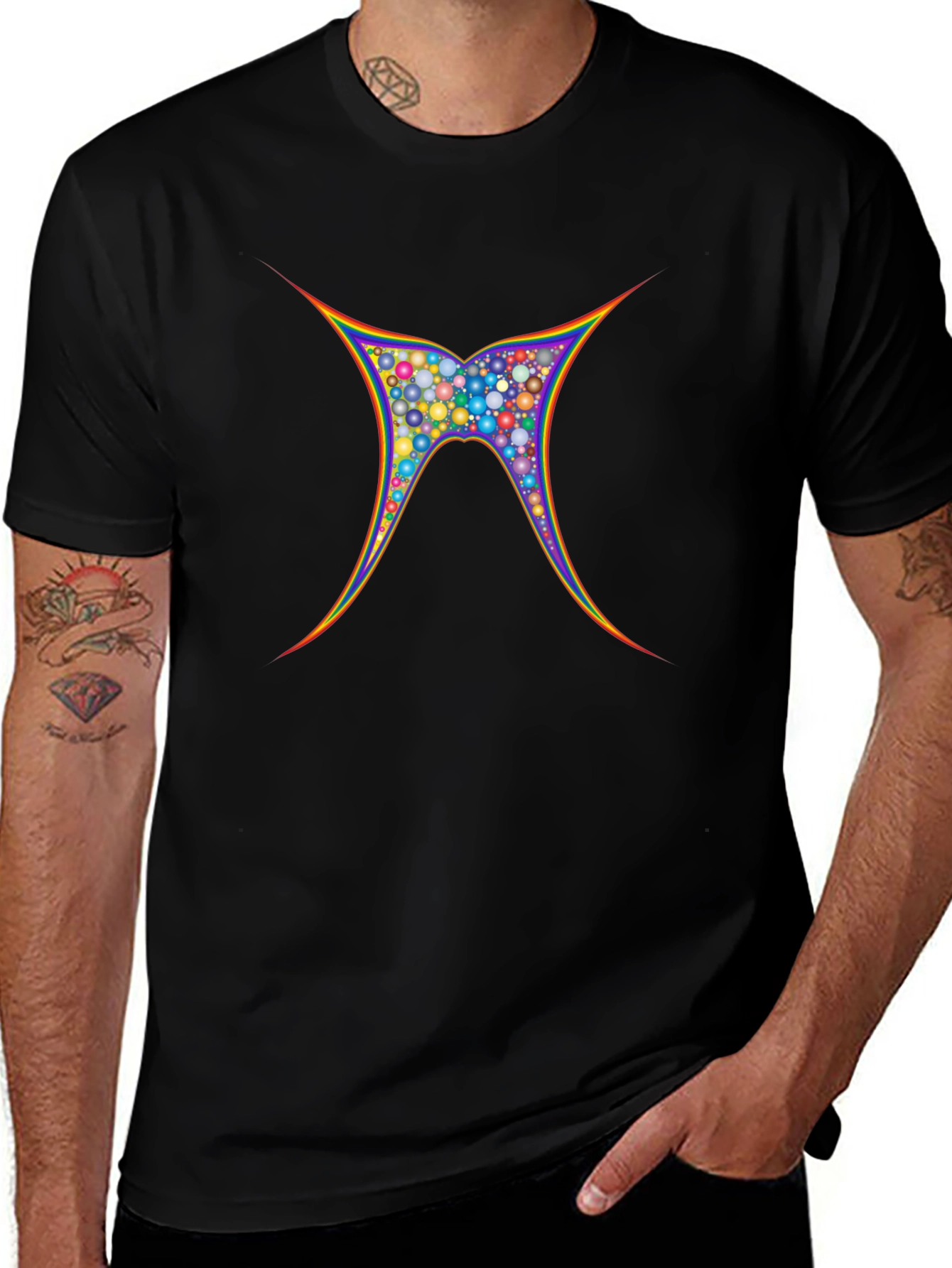 Abstract Geometric Butterfly Graphic Print Tee