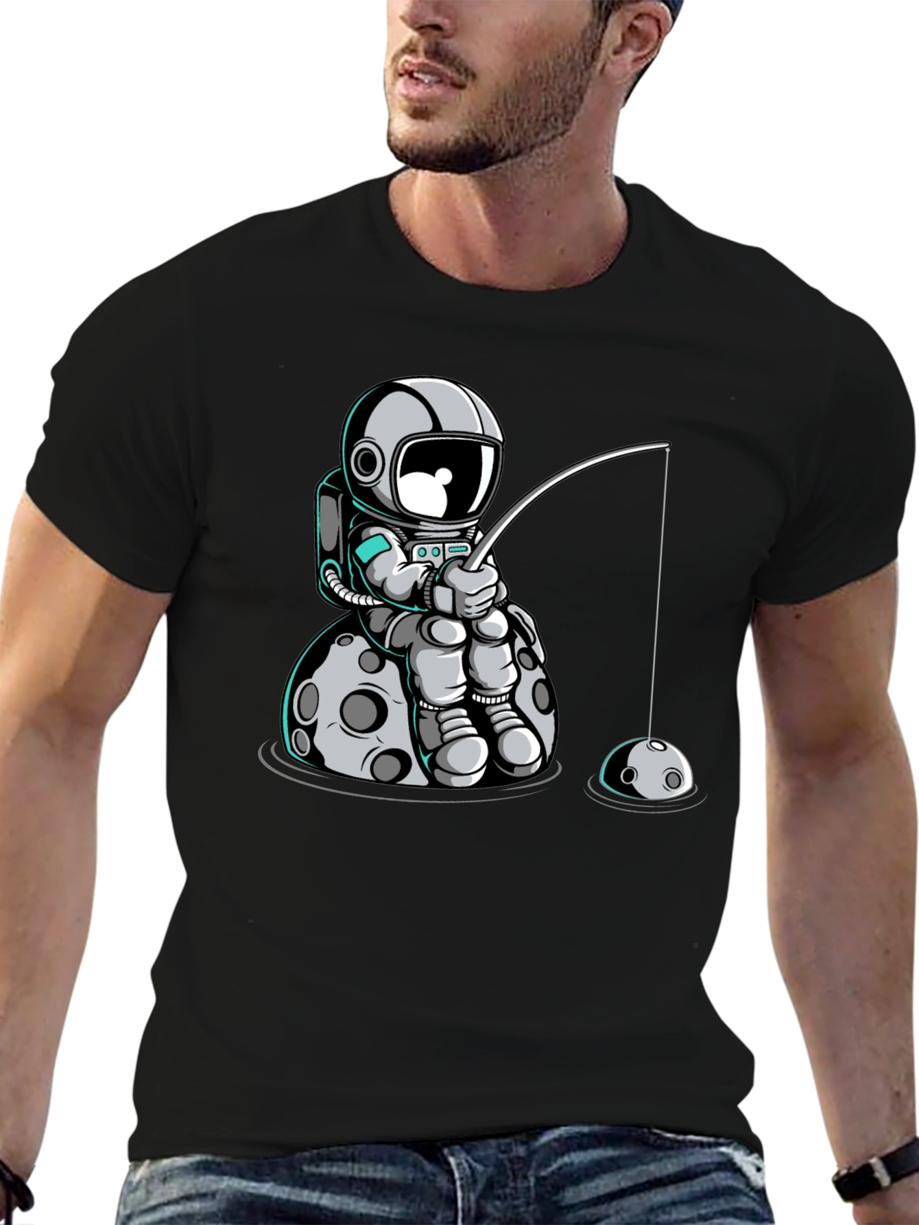 Astronaut Fishing on Moon T-Shirt