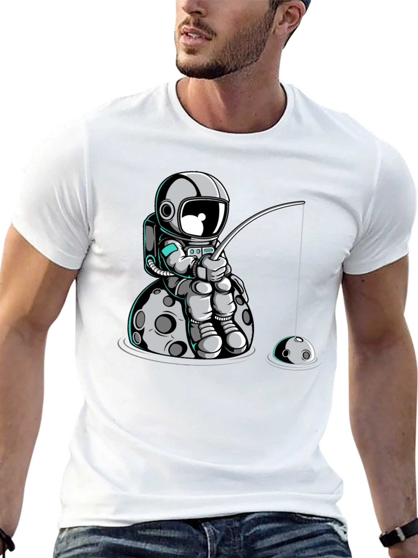 Astronaut Fishing on Moon T-Shirt