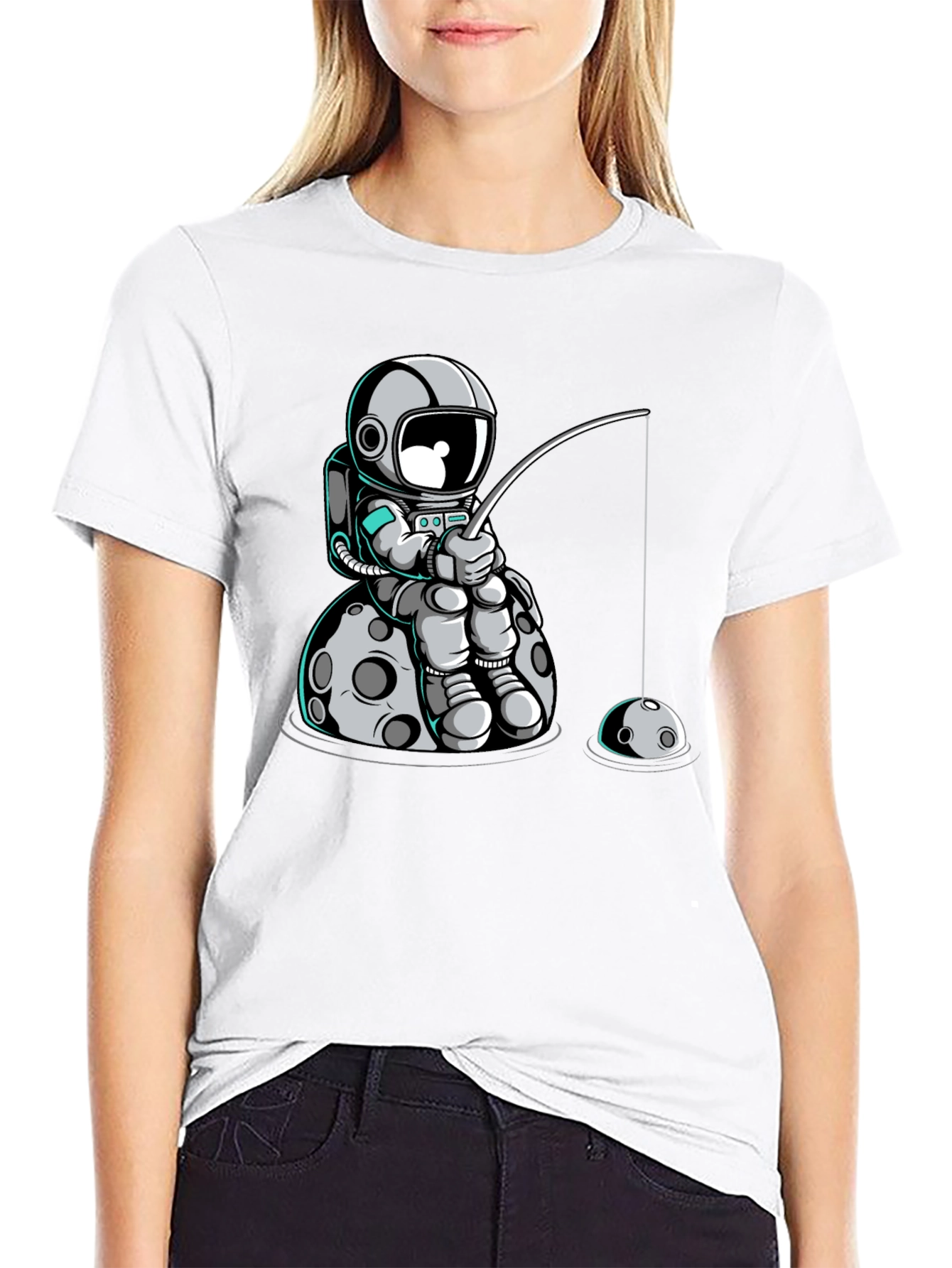 Astronaut Fishing on Moon T-Shirt