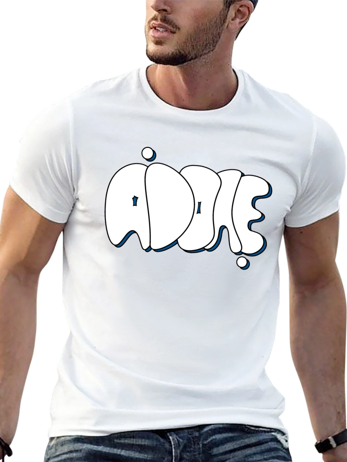 Addie Black T-Shirt: Stylish Bubble Letter Design
