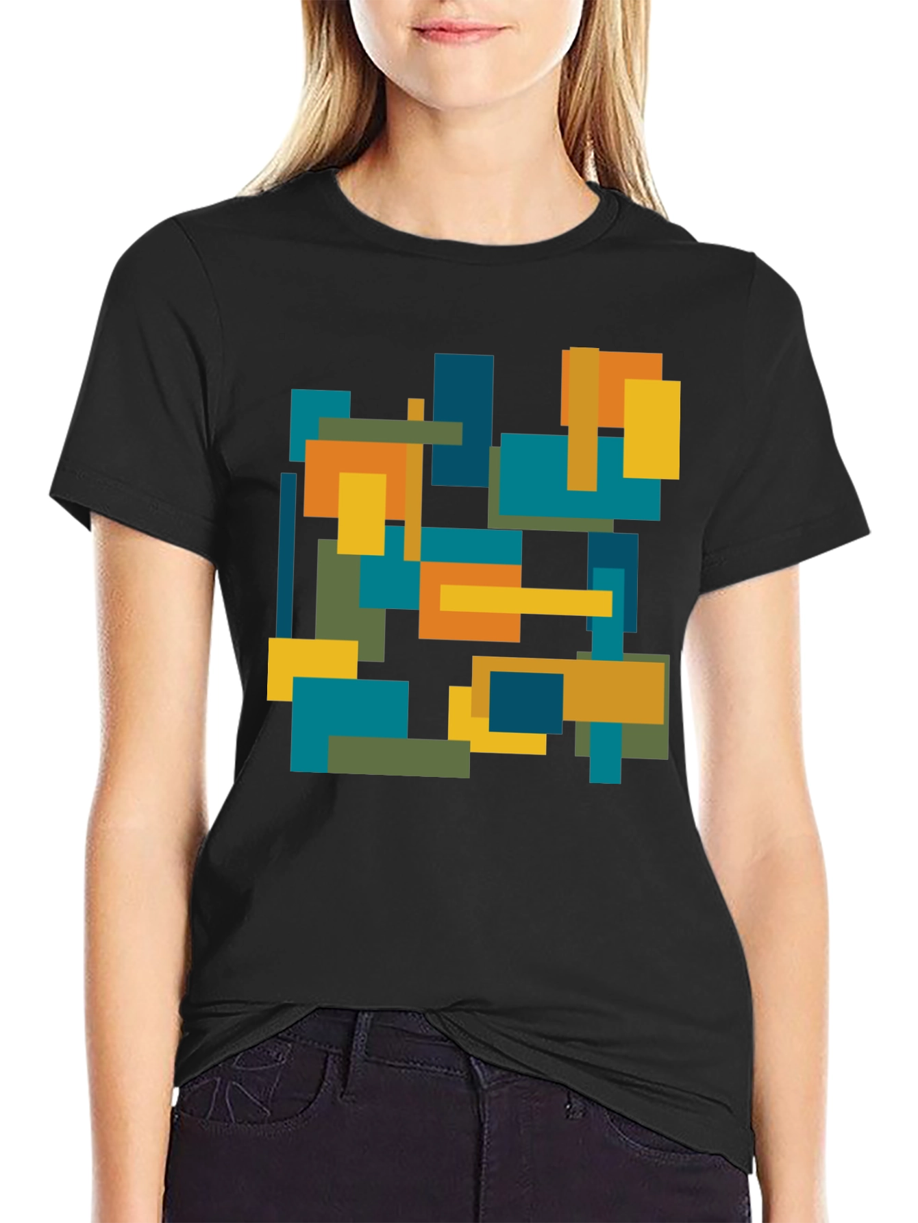 Abstract Geometric Block Print Tee