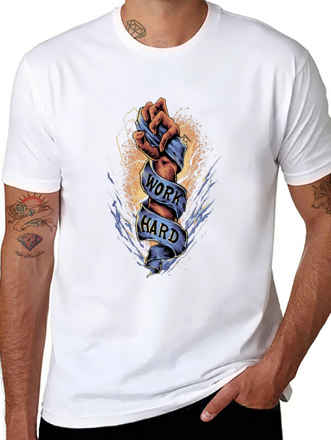 Work Hard Graphic Tee - Motivational Black T-Shirt