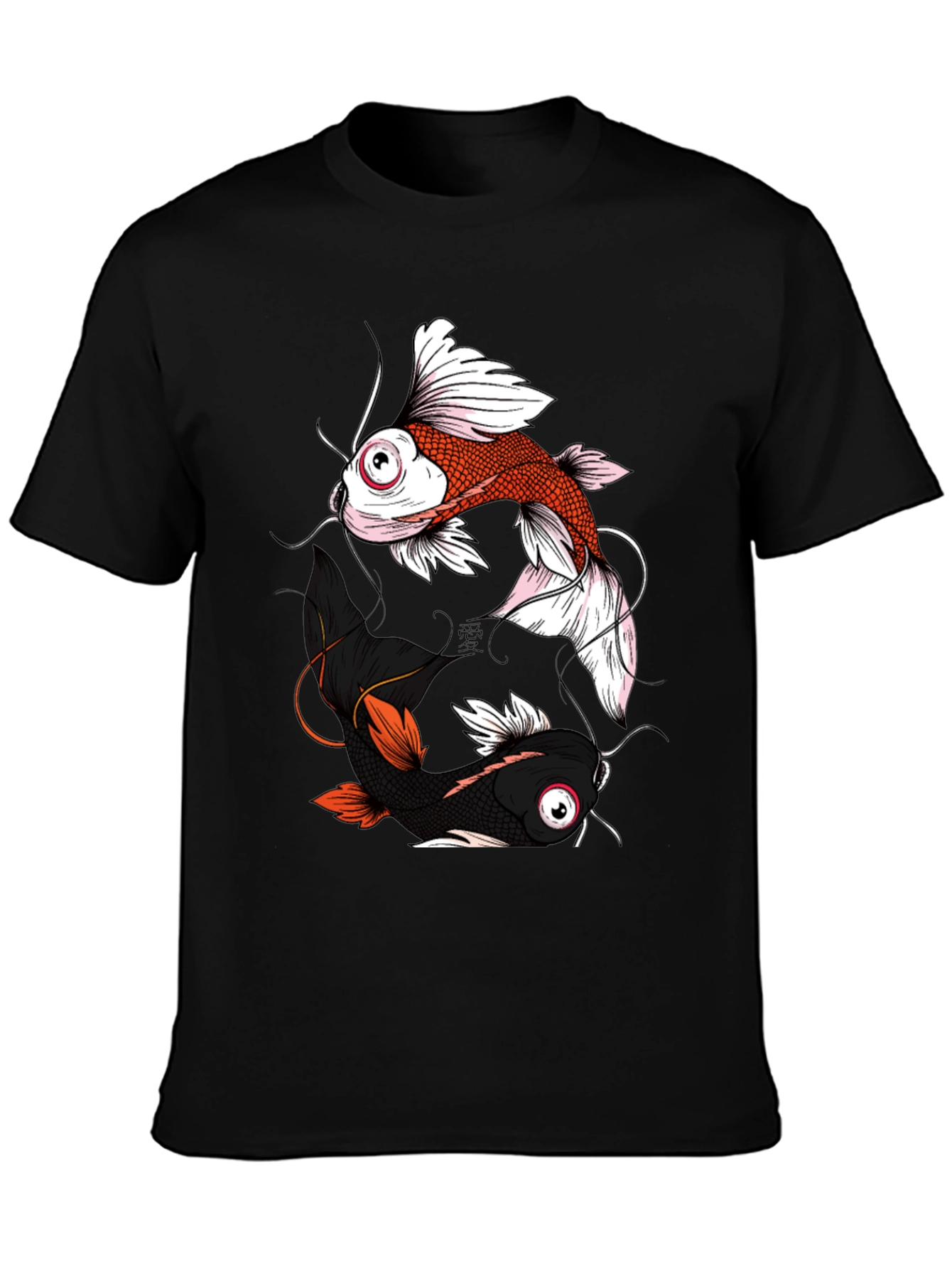 Yin Yang Koi Fish Graphic Tee - Black