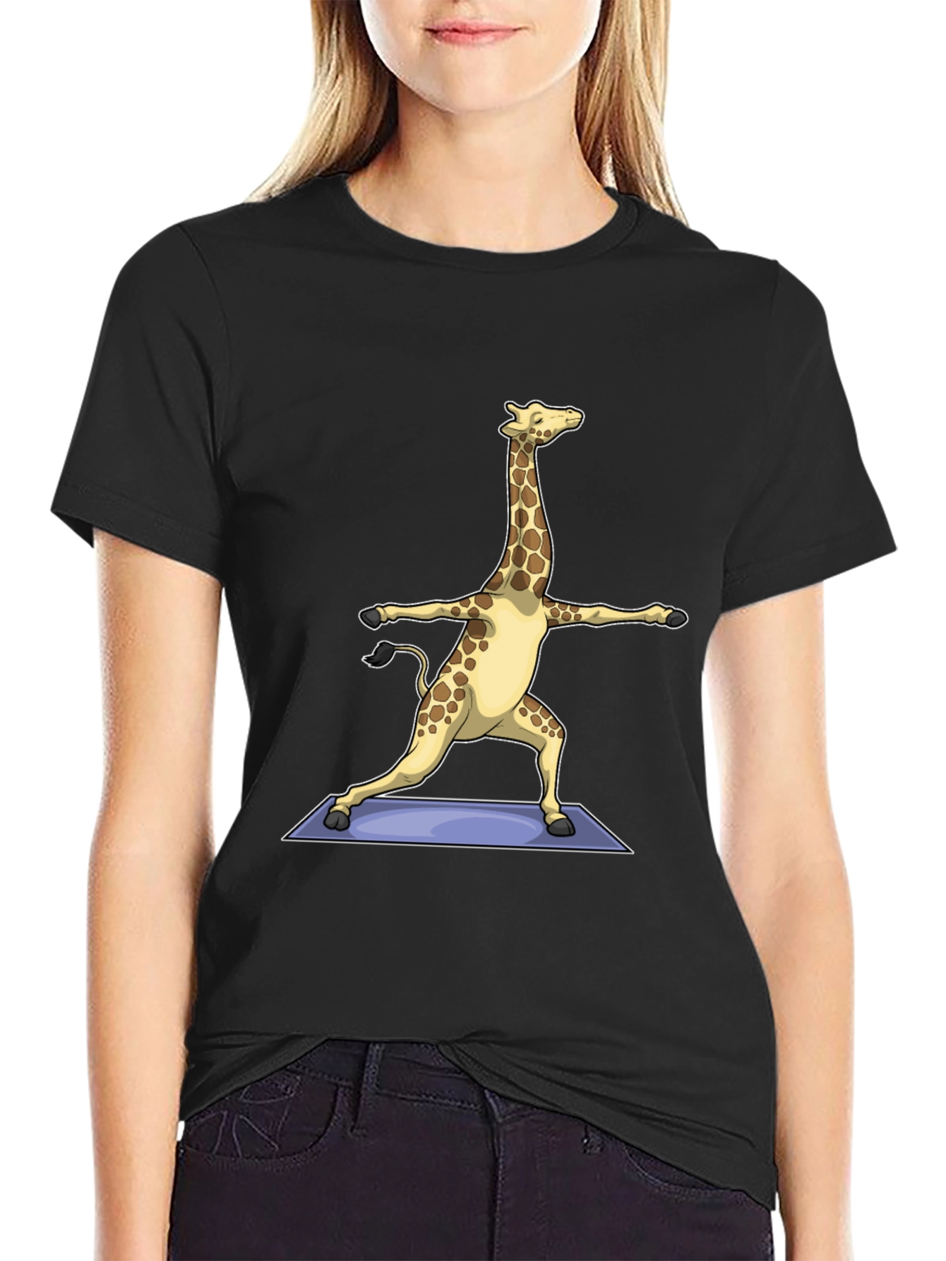 Yoga Giraffe T-Shirt - Black Graphic Tee
