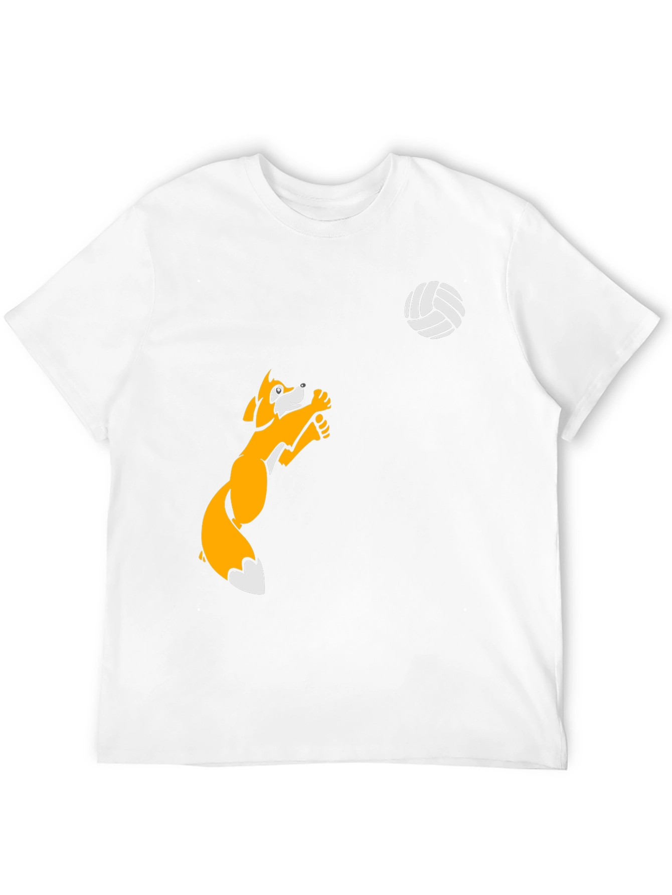 Volleyball Fox Graphic Tee - Black Cotton T-Shirt