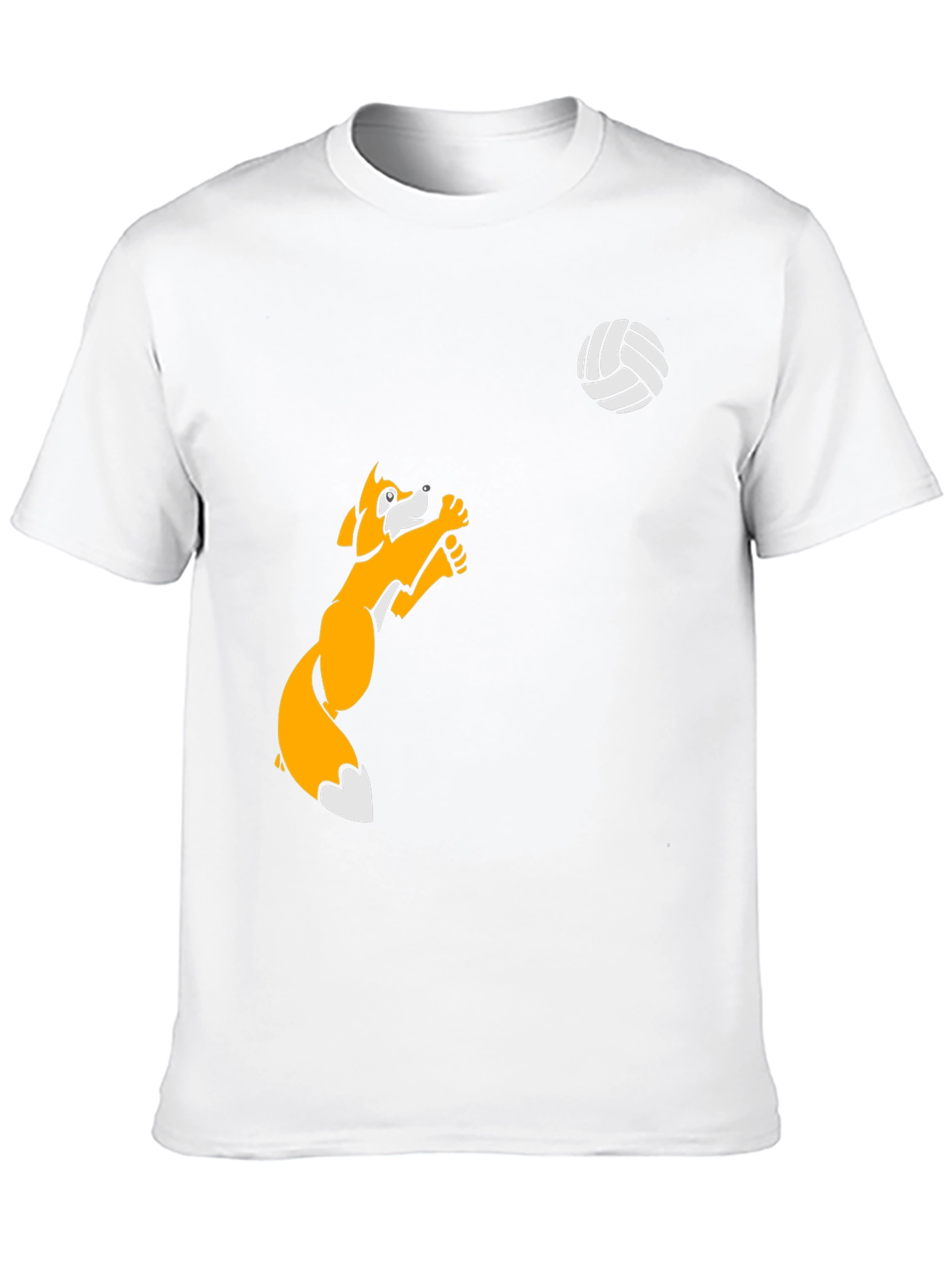 Volleyball Fox Graphic Tee - Black Cotton T-Shirt