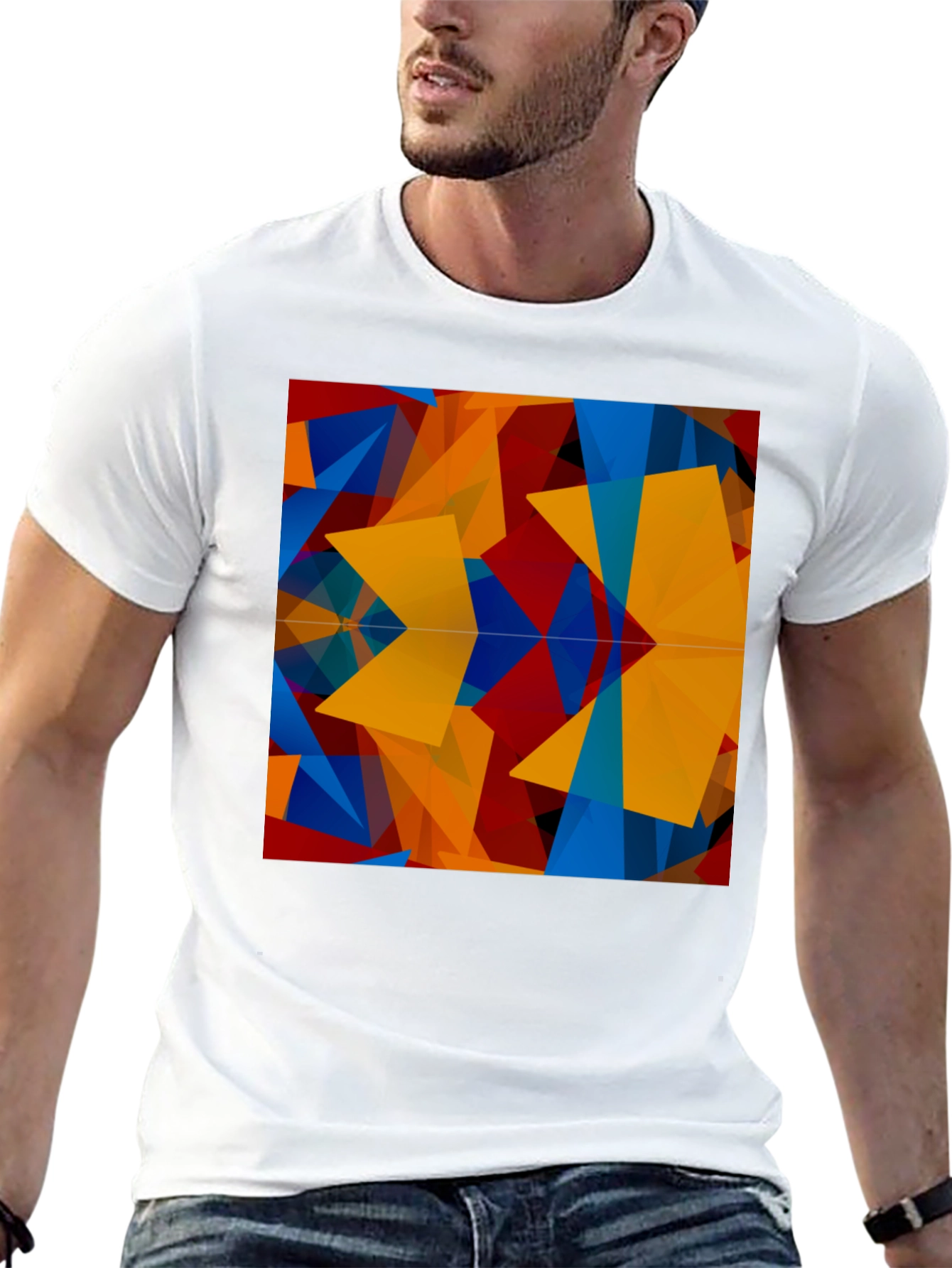 Abstract Geometric Pattern Black T-Shirt