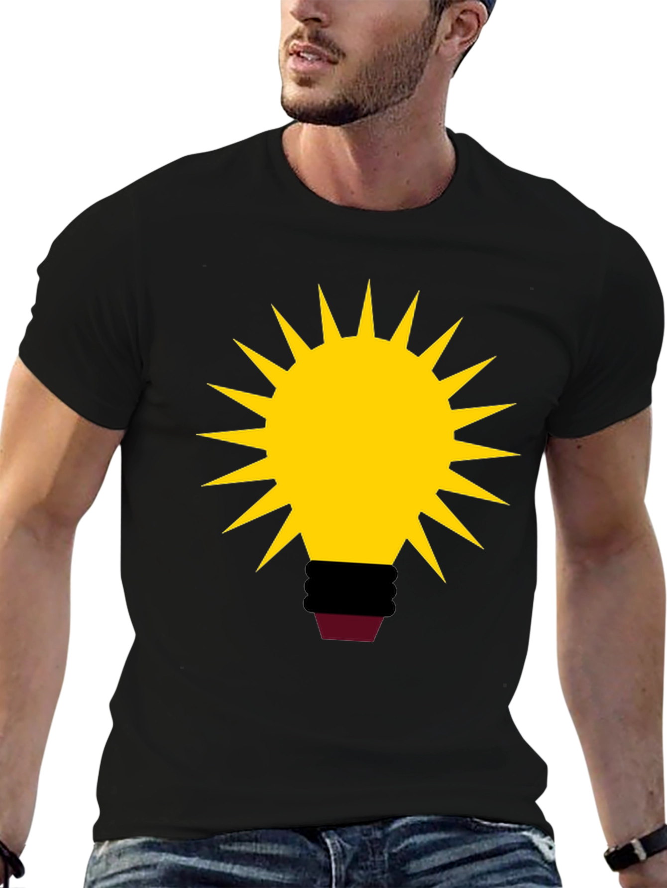 Abstract Bulb Graphic Tee - Black Cotton Blend